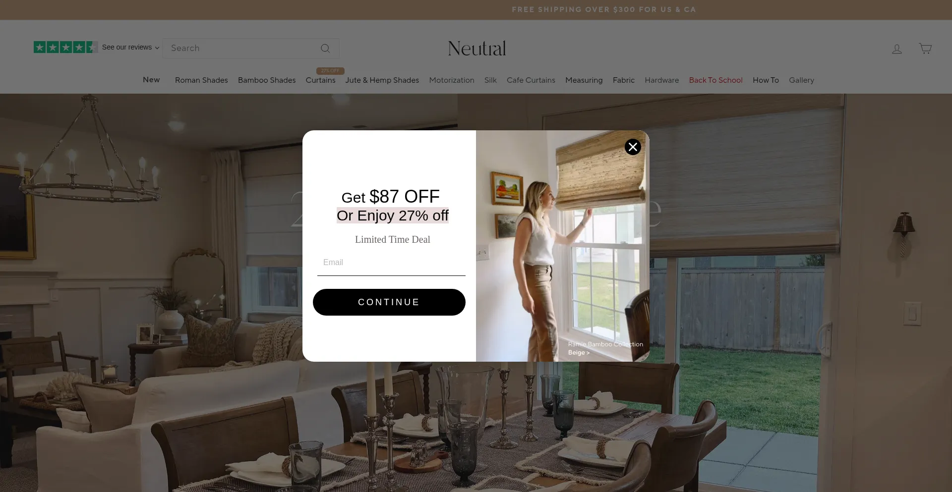 Website screenshot of Neutralcurtains.com