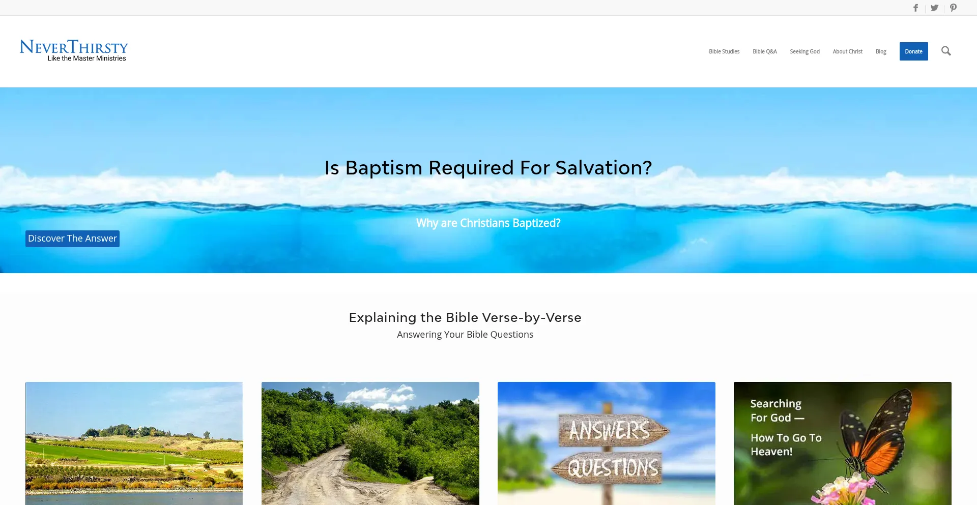 Website screenshot of Neverthirsty.org