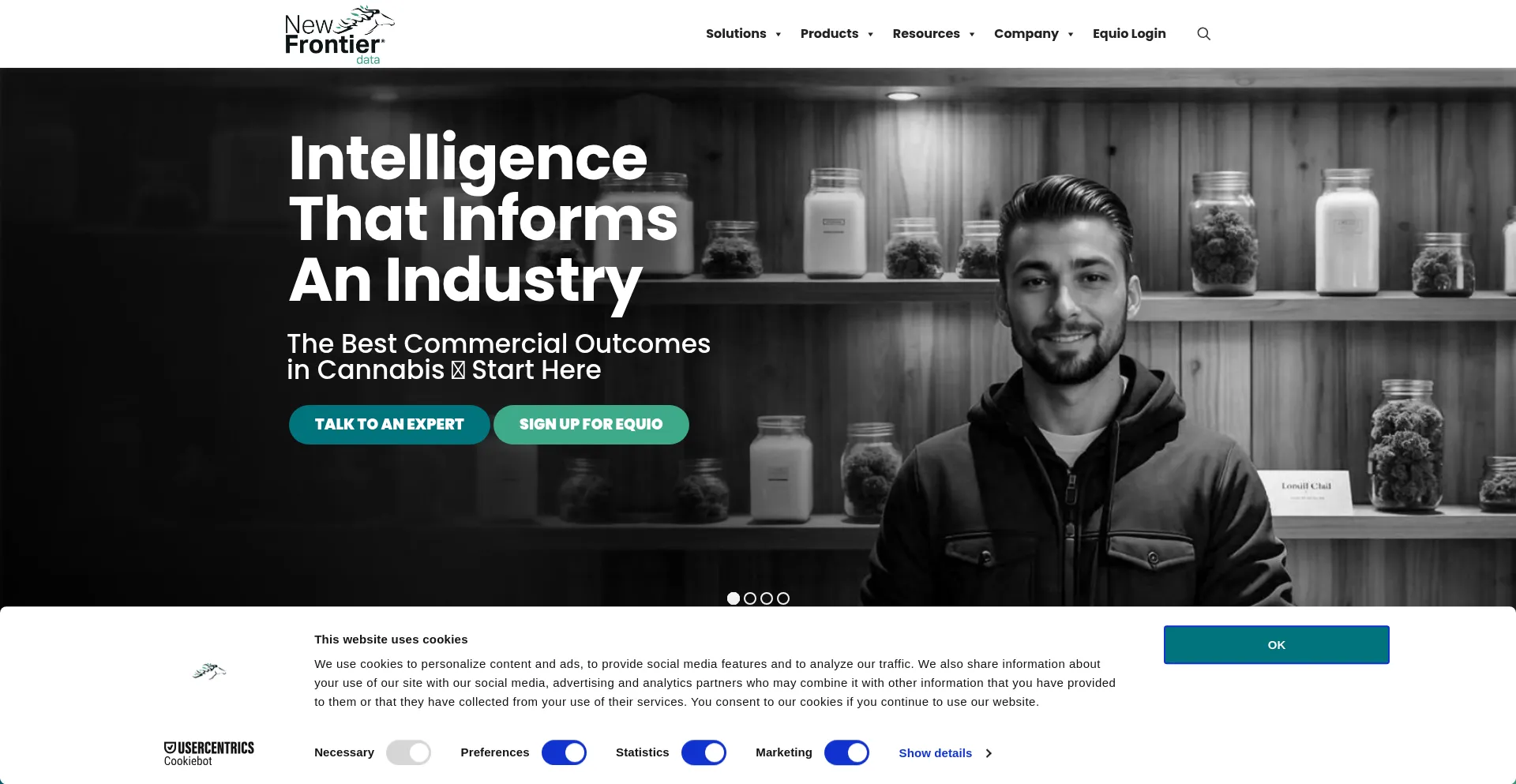 Website screenshot of Newfrontierdata.com