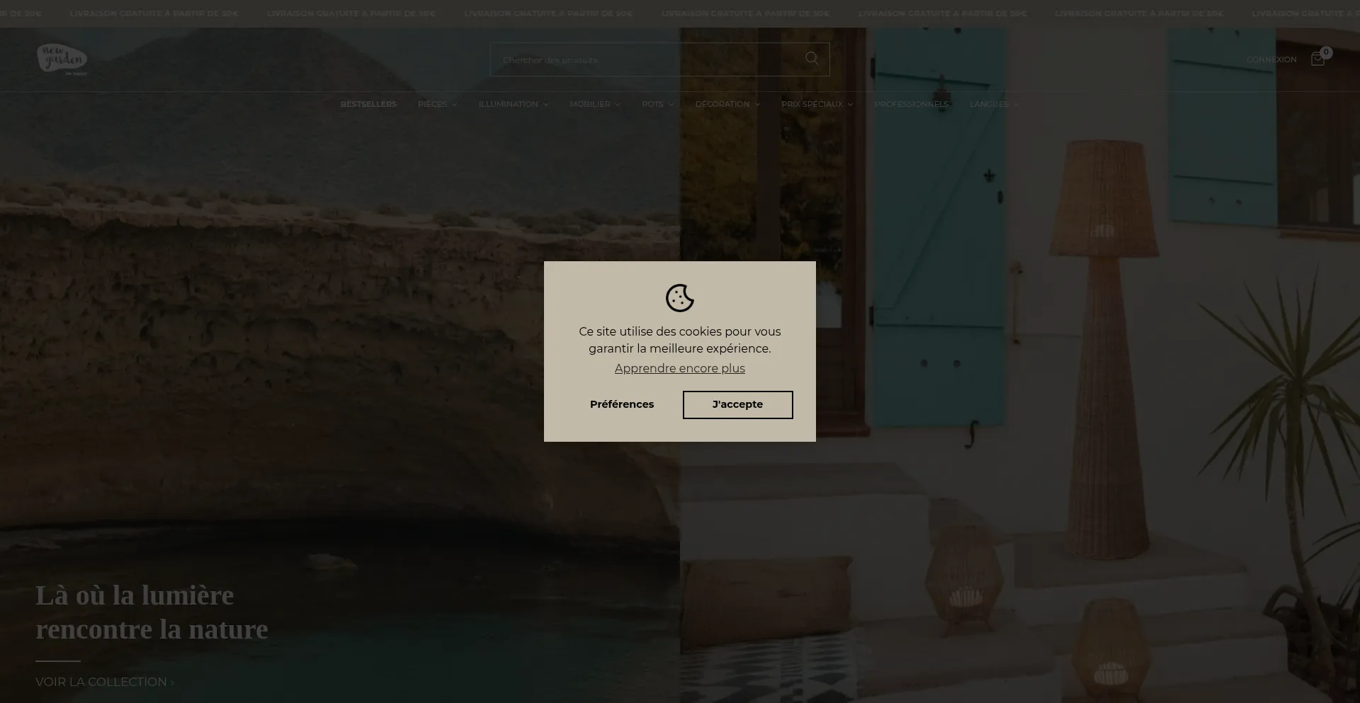 Website screenshot of Newgardenshop.fr