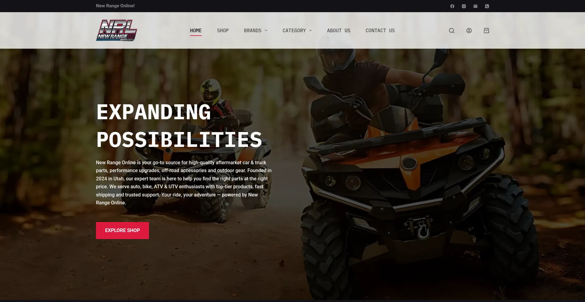 Website screenshot of Newrangeonline.com