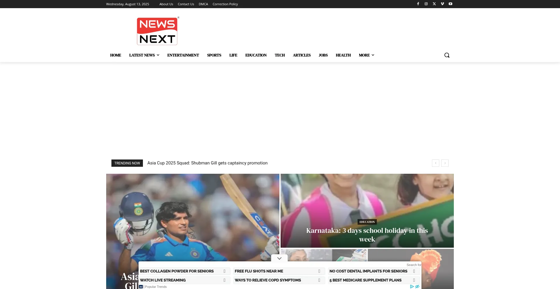 Website screenshot of Newsnext.live