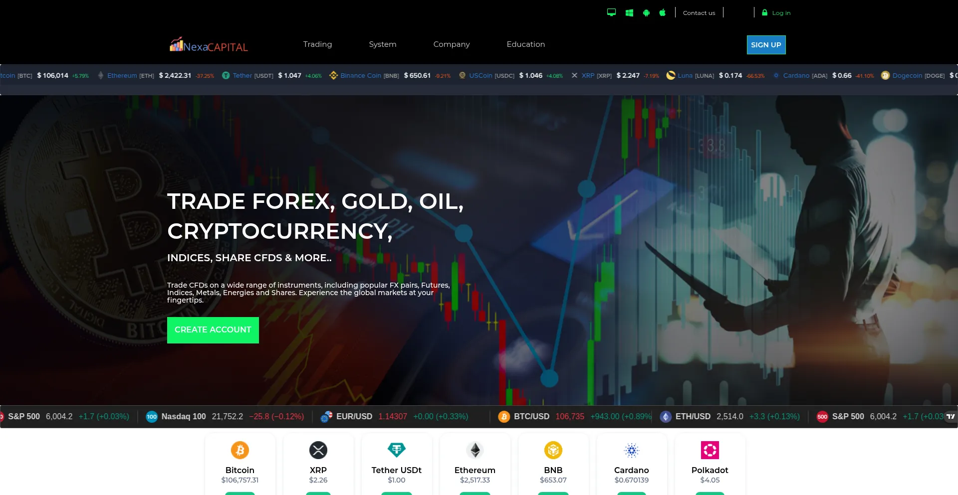 Website screenshot of Nexacapital.cfd