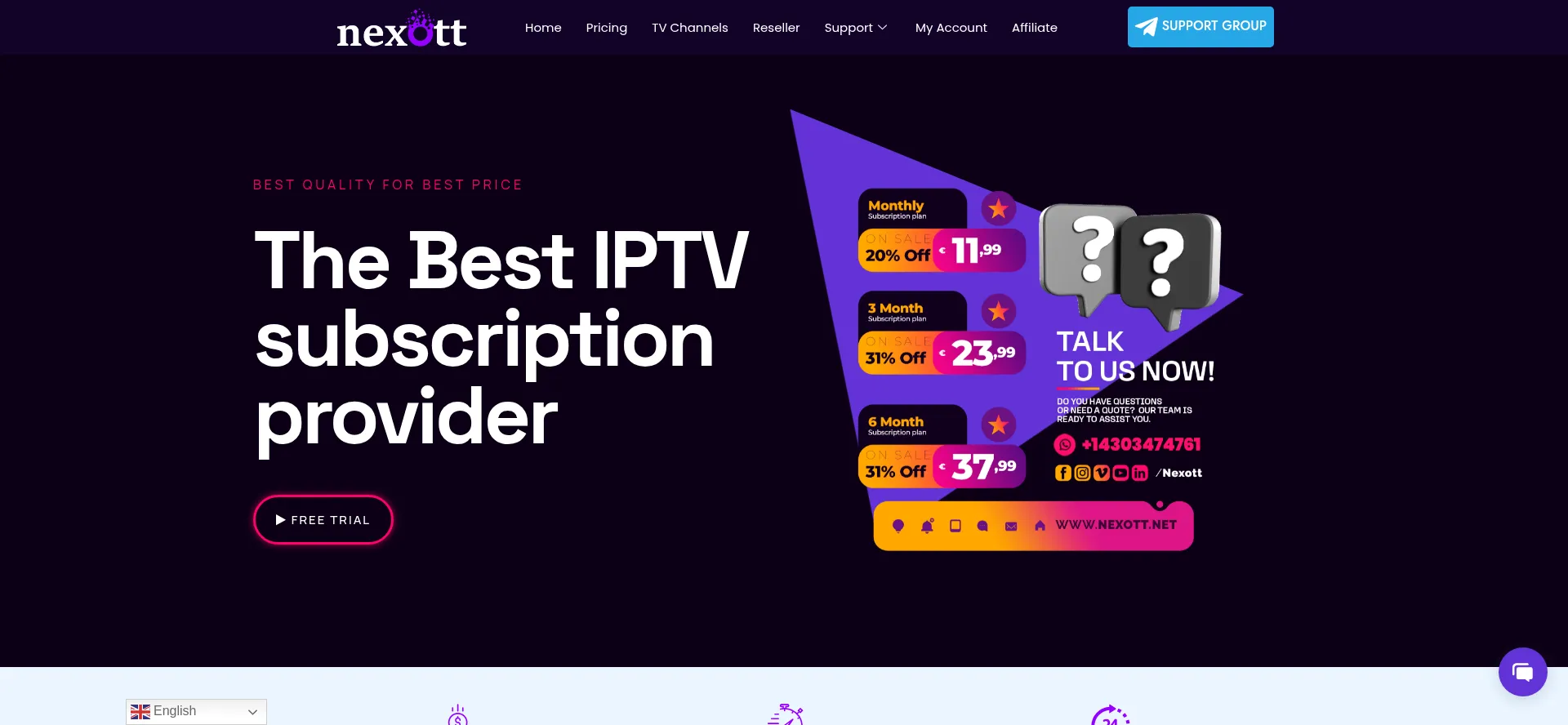 Website screenshot of Nexott.net