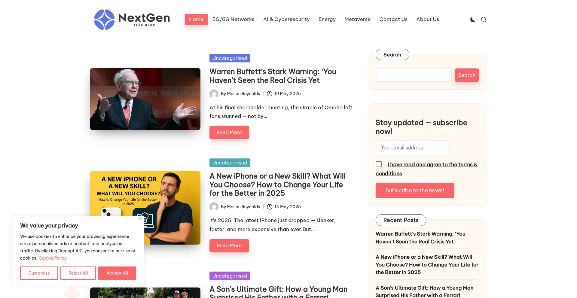 Website screenshot of Nextgentechnews.digital