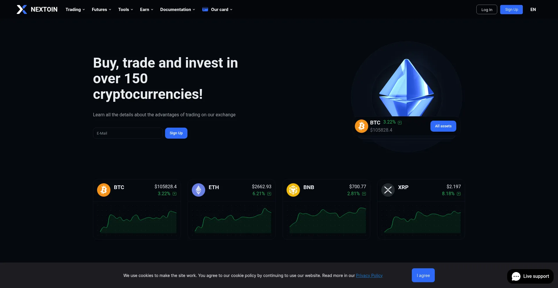 Website screenshot of Nextoin.com