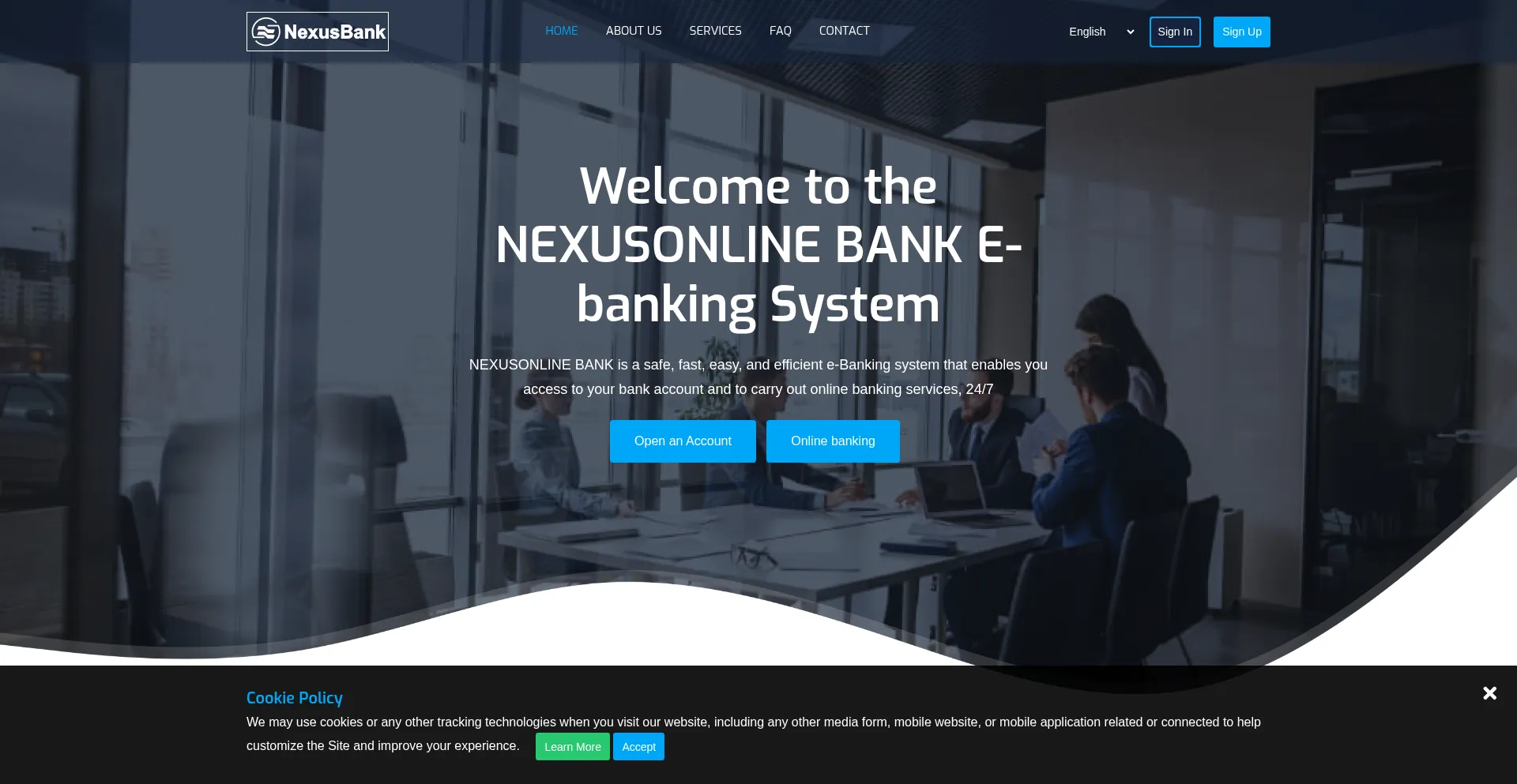 Website screenshot of Nexusonlinebank.com