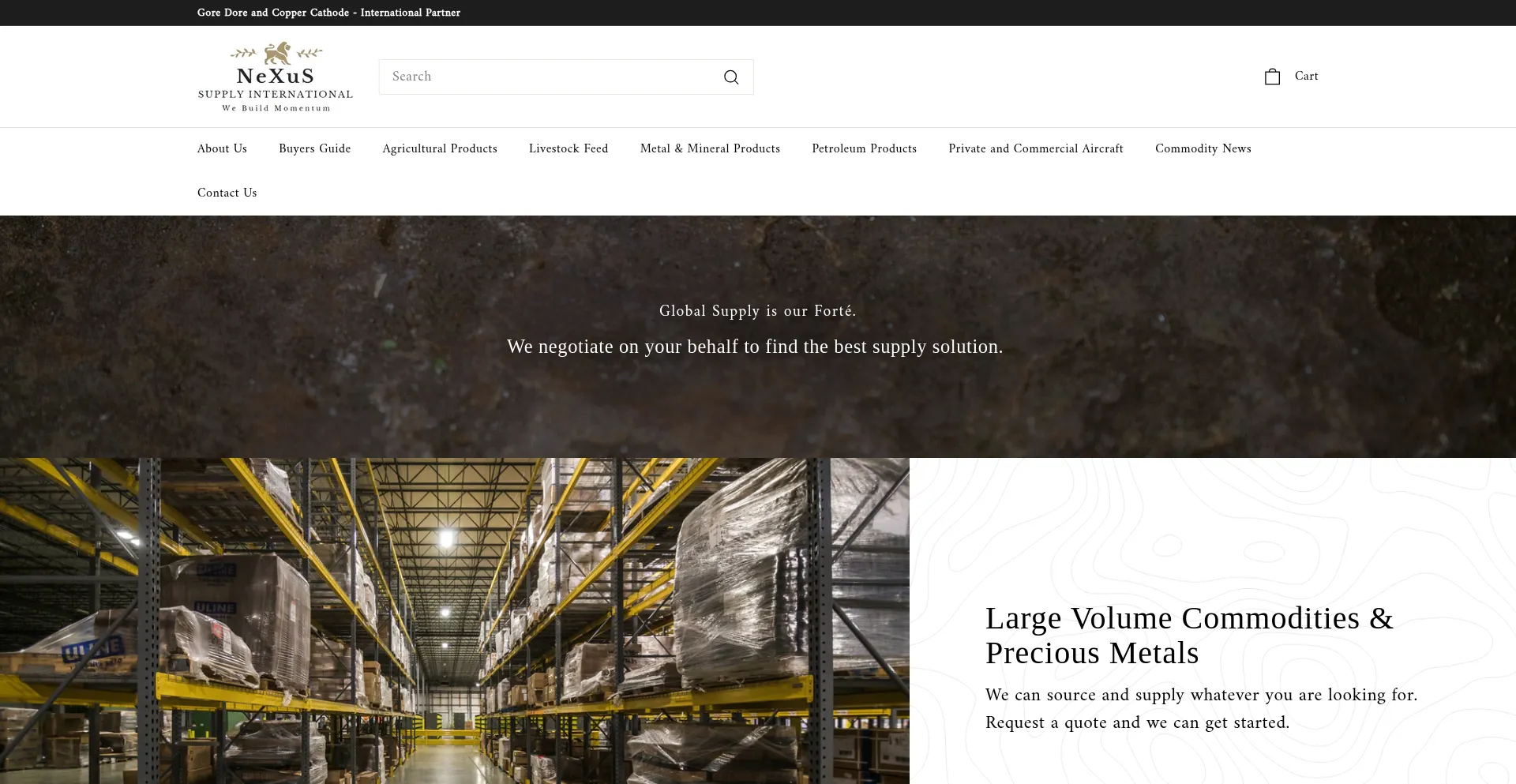 Website screenshot of Nexussupplyinternational.com