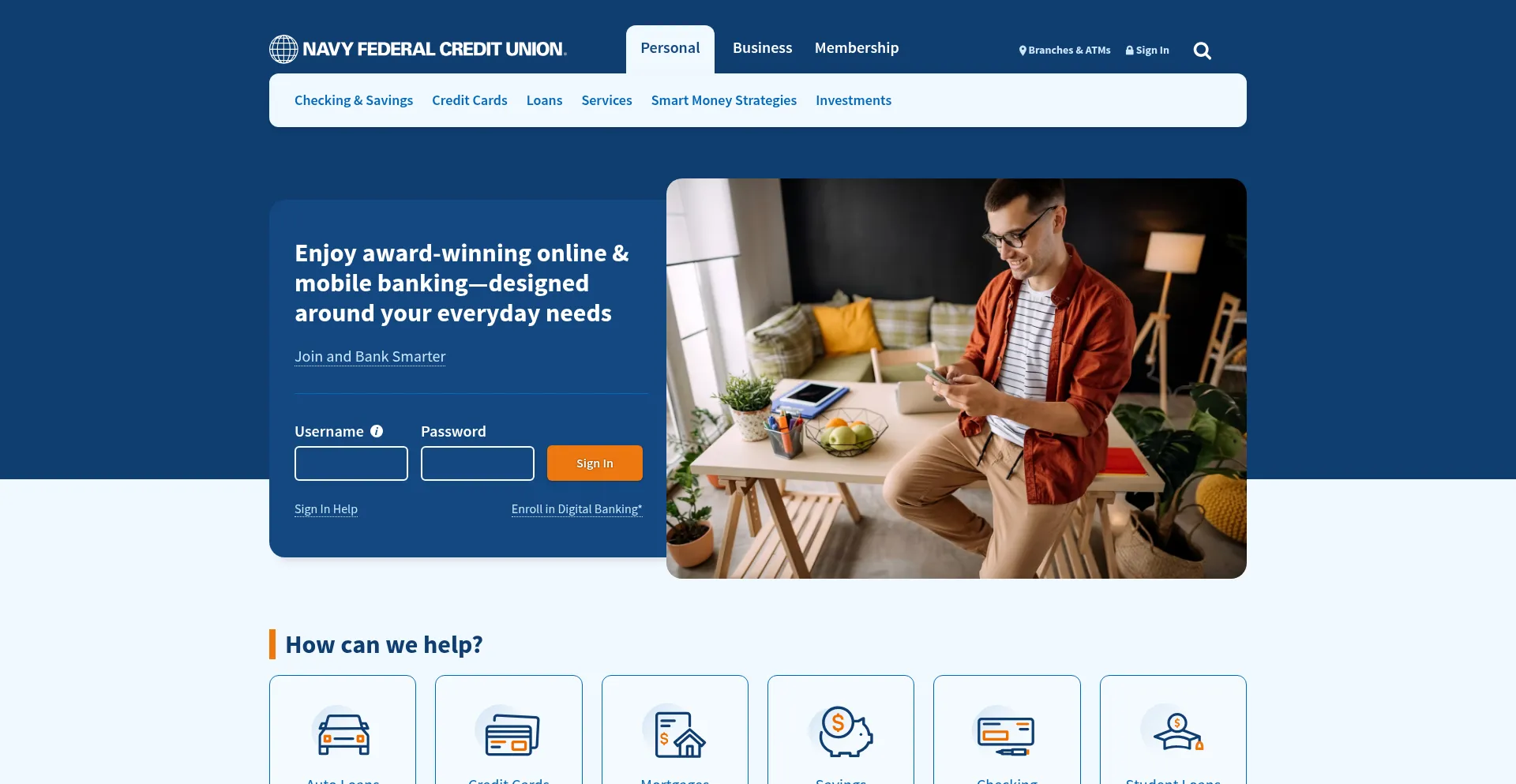 Website screenshot of Nfcu.org