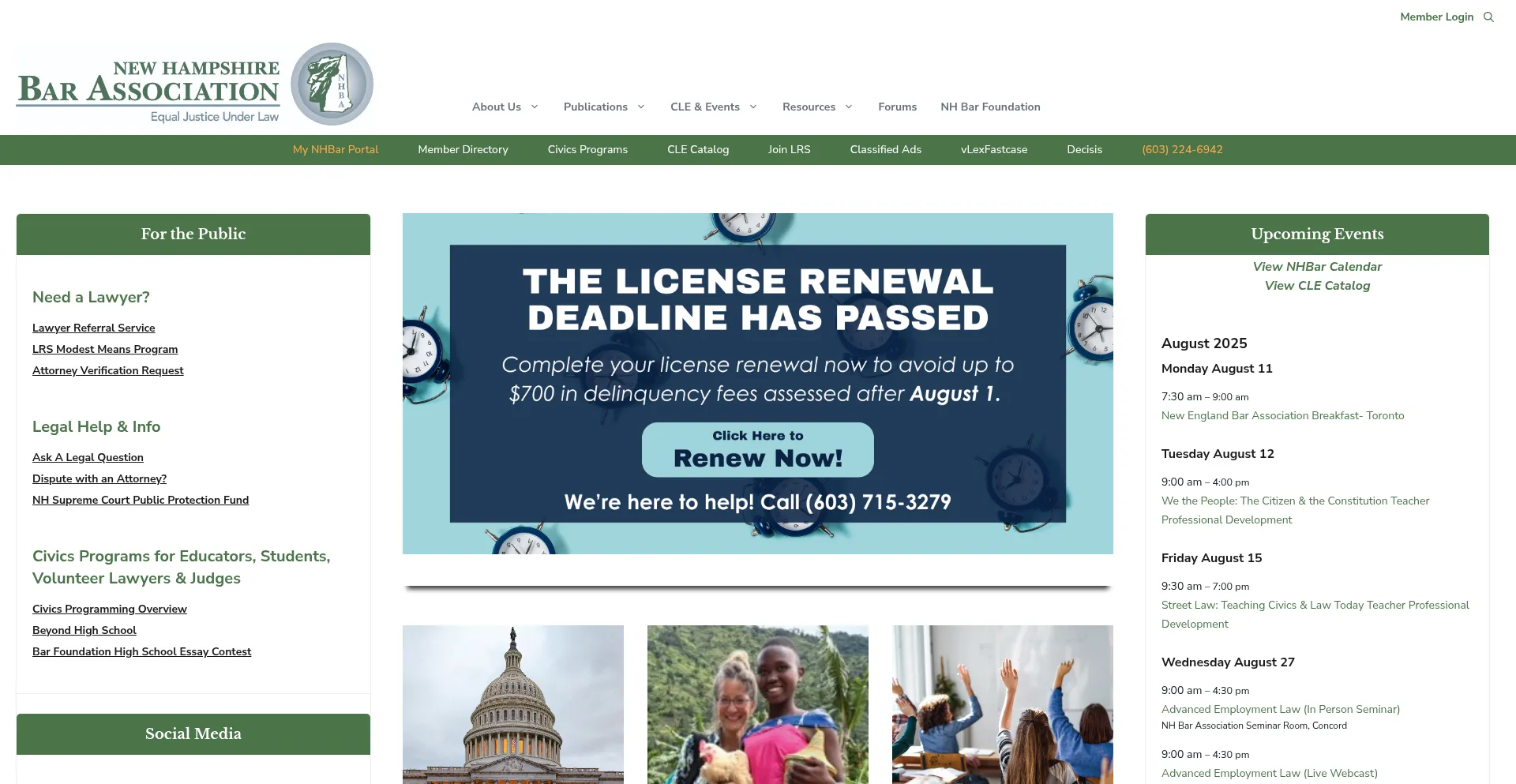 Website screenshot of Nhbar.org