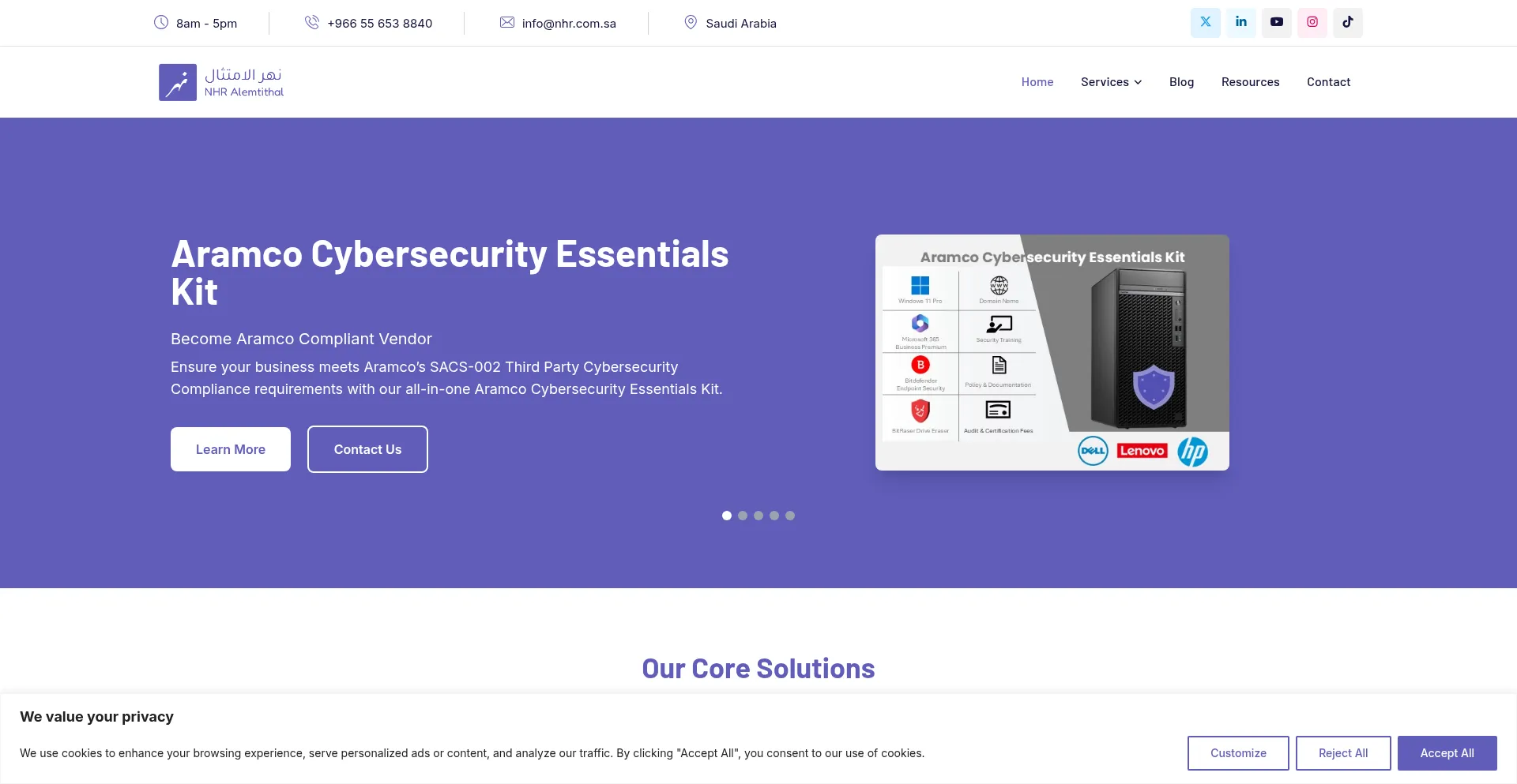 Website screenshot of Nhr.com.sa