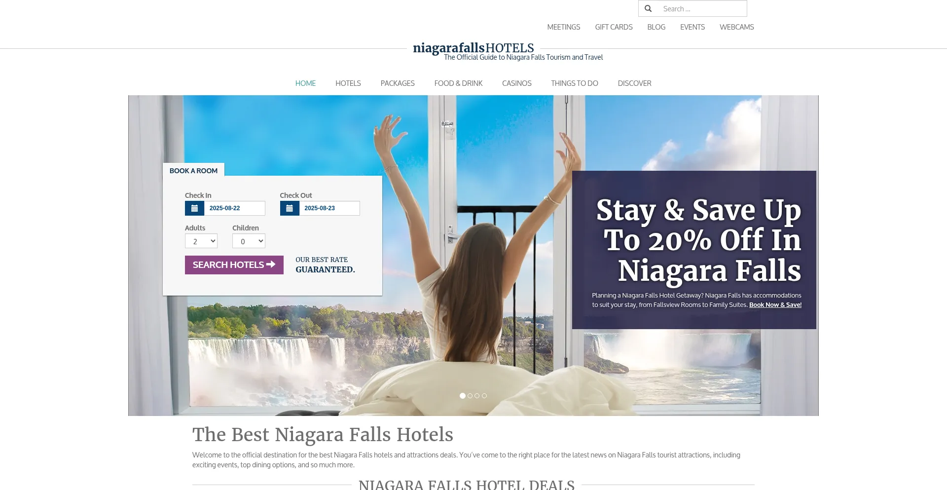 Website screenshot of Niagrafallstourism.com