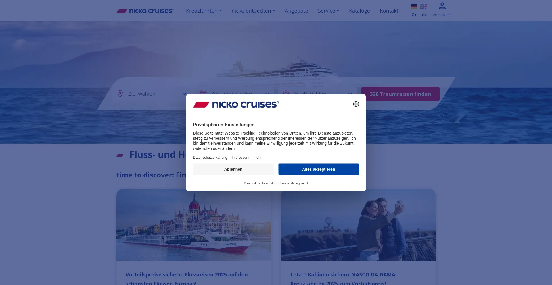 Nicko-cruises.de Screenshot
