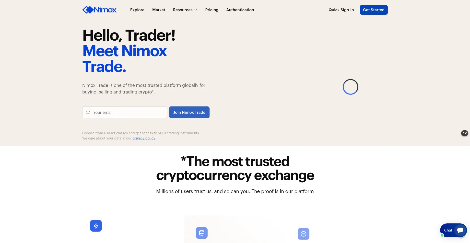 Website screenshot of Nimoxtrade.com
