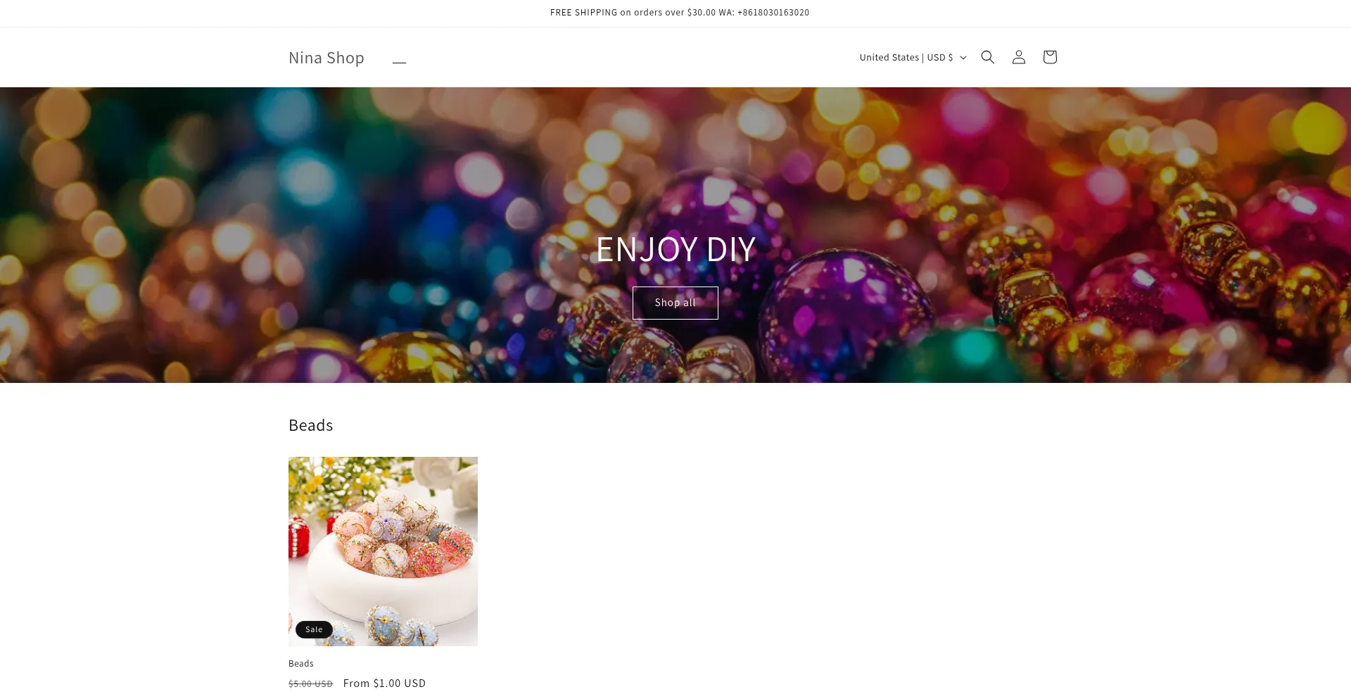 Website screenshot of Ninashop02.cn