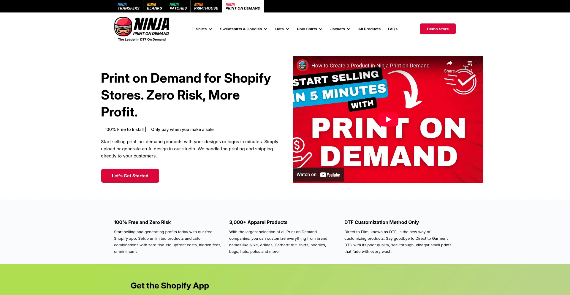 Website screenshot of Ninjaprintondemand.com