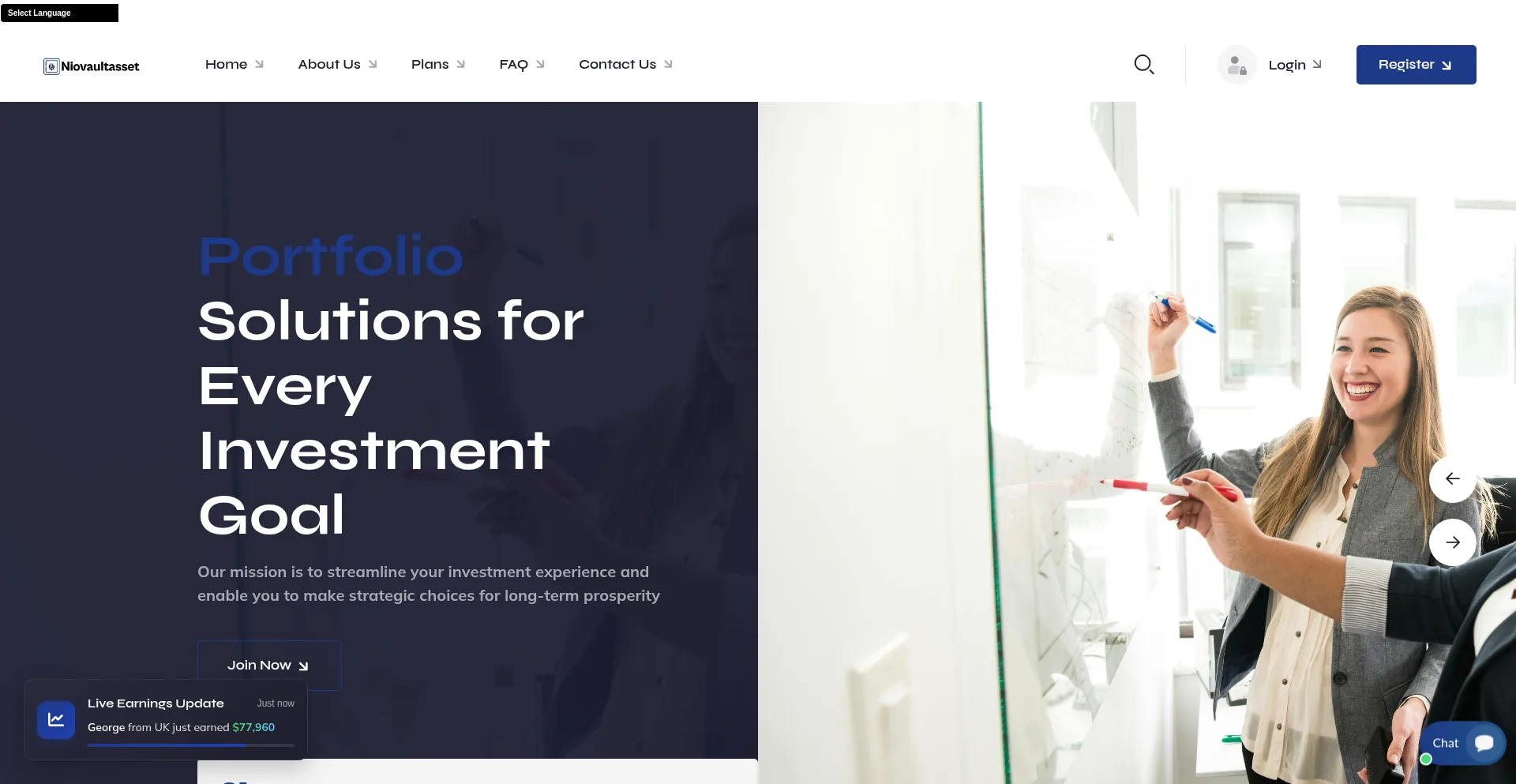 Website screenshot of Niovaultasset.com
