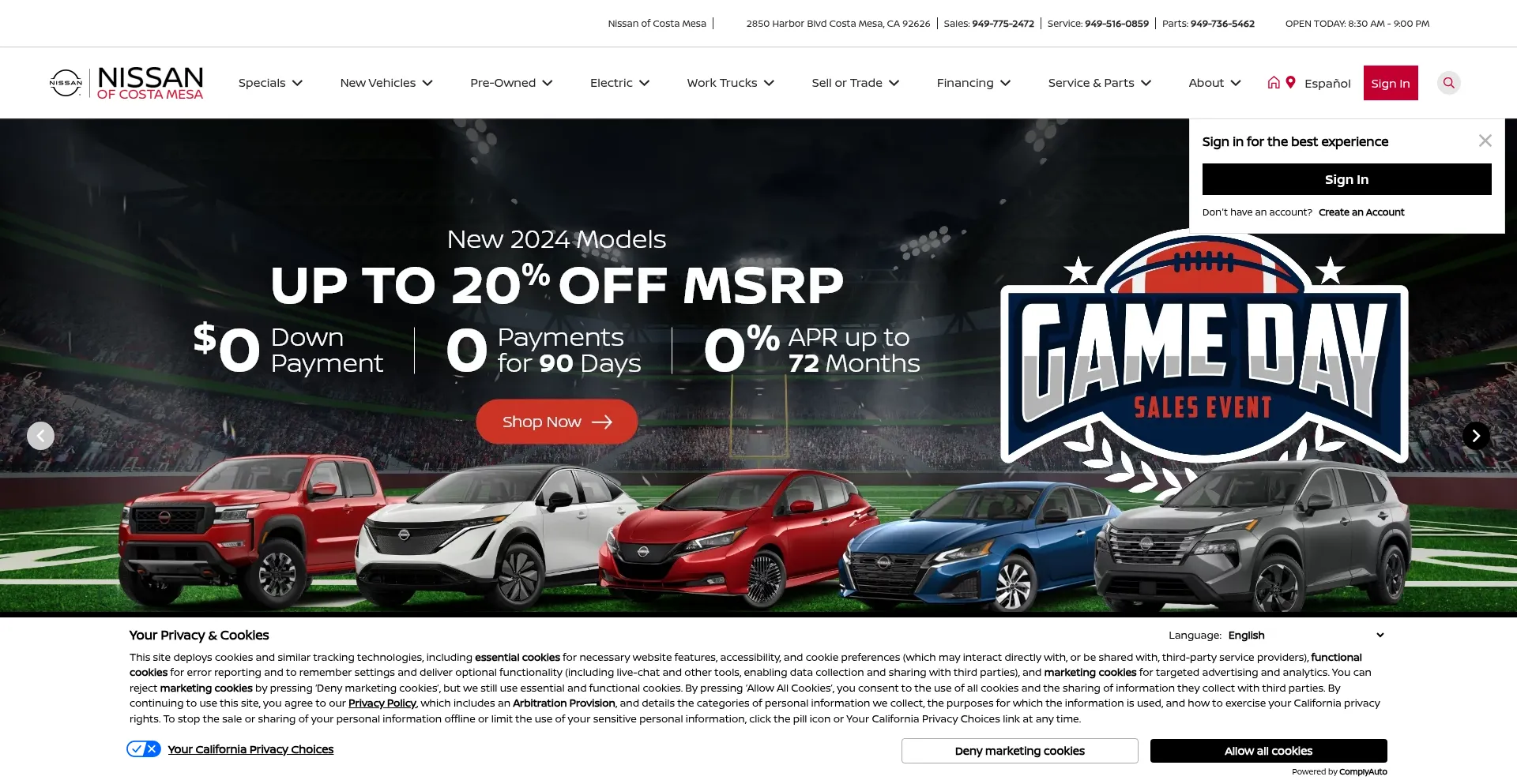 Nissanofcostamesa.com Screenshot