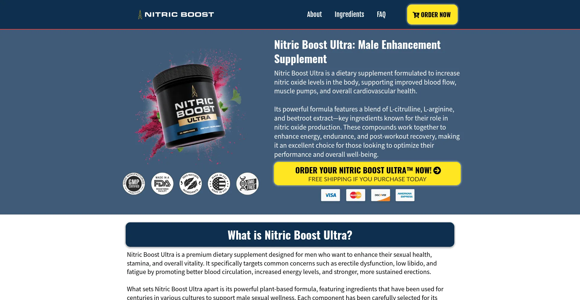 Website screenshot of Nitricboostultra.com