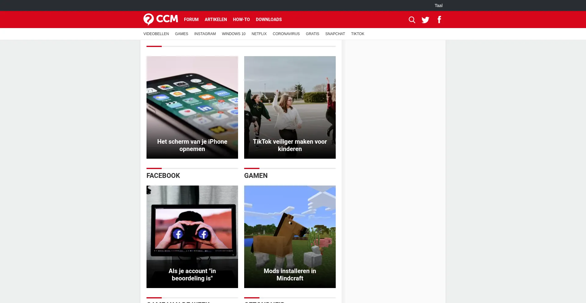 Website screenshot of Nl.ccm.net