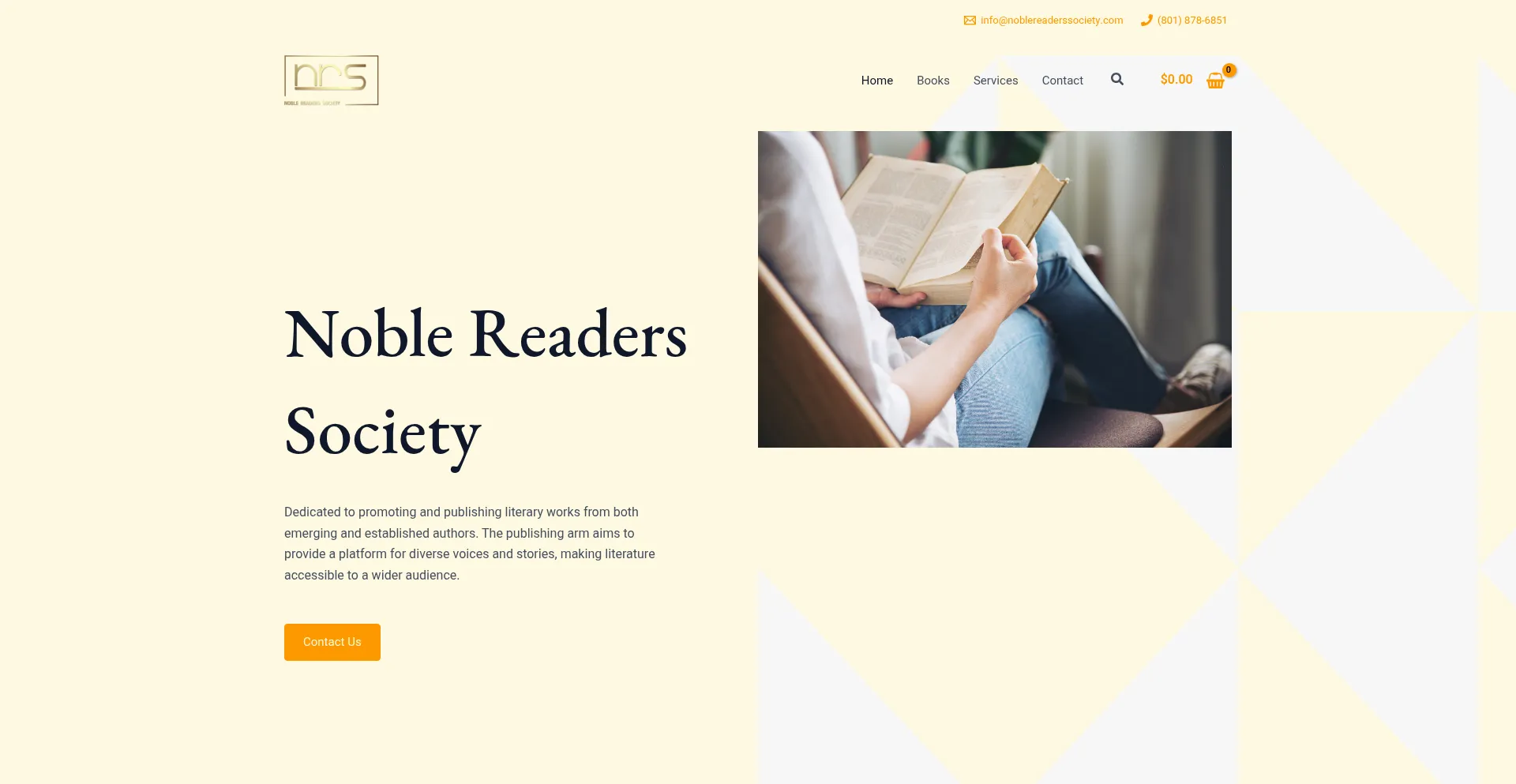 Website screenshot of Noblereaderssociety.com
