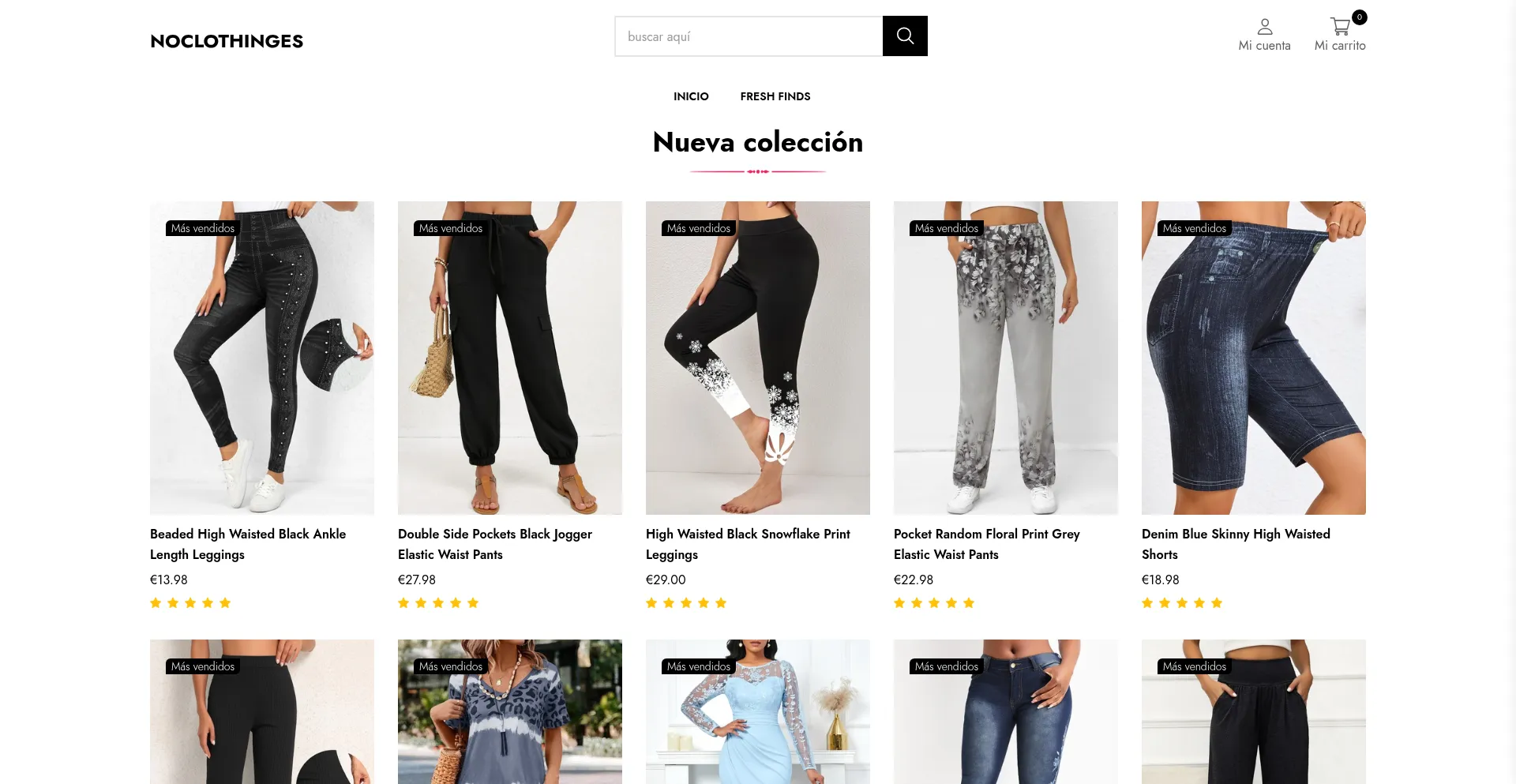 Website screenshot of Noclothinges.com
