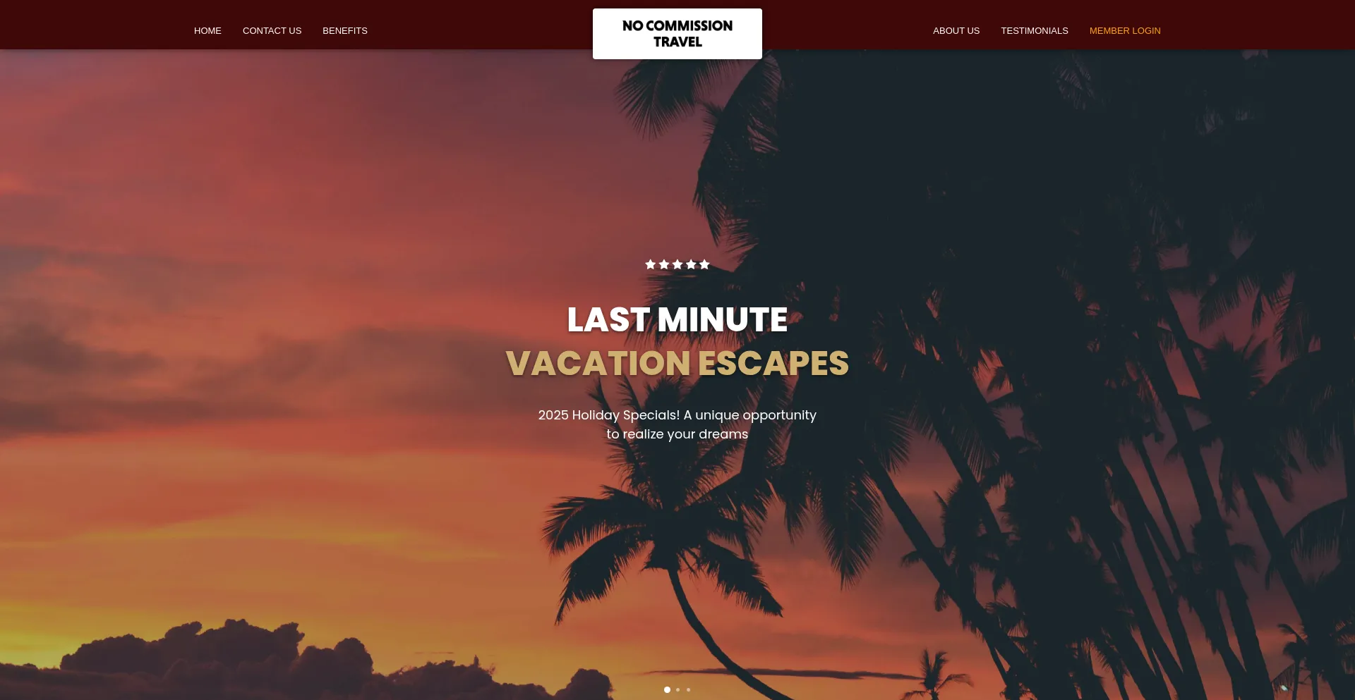 Website screenshot of Nocommissiontravel.com