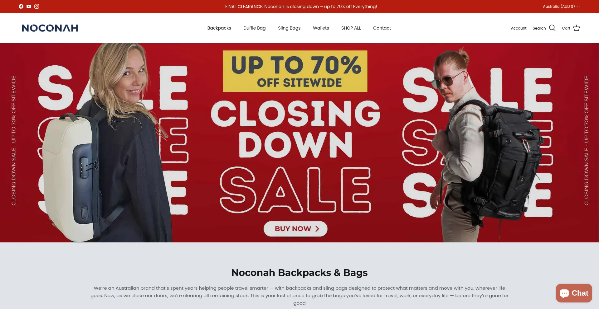 Website screenshot of Noconah.com.au