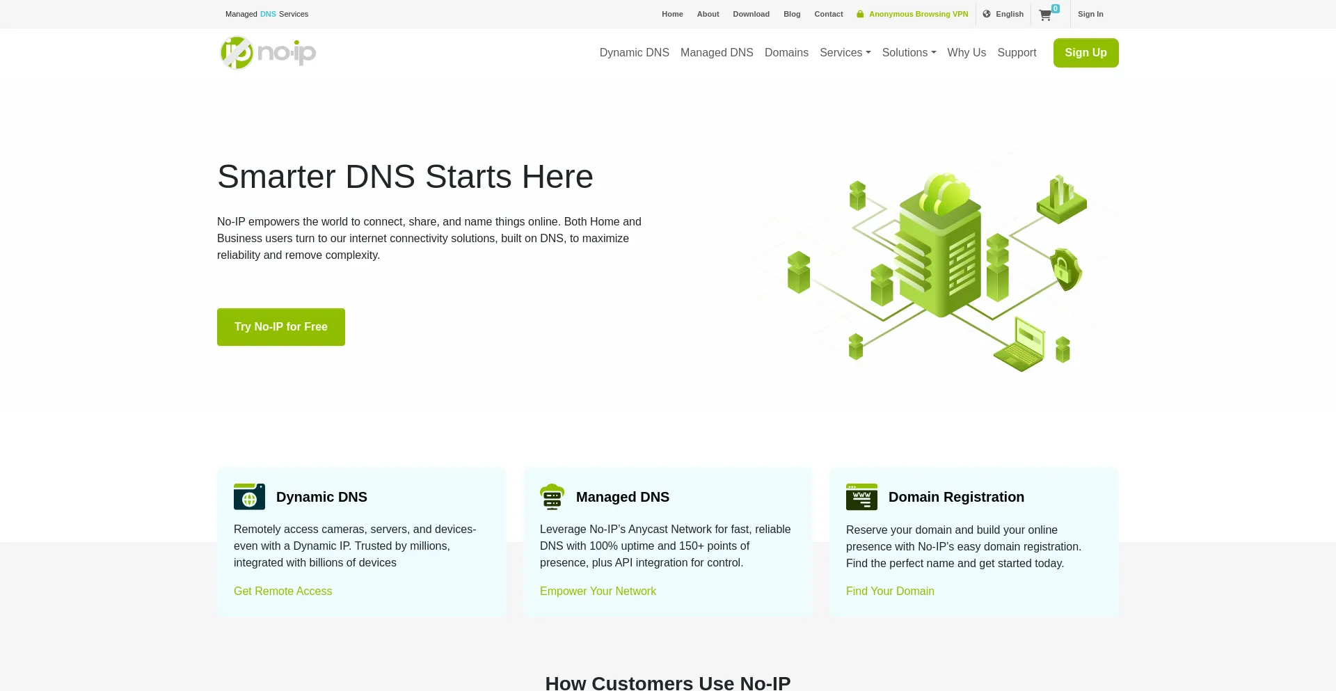 Website screenshot of Noip.com