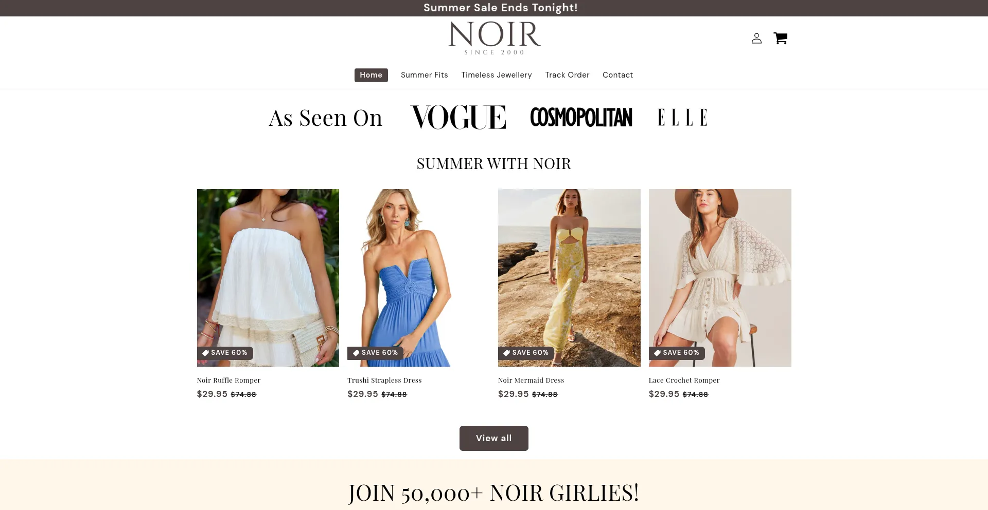 Website screenshot of Noirglobal.shop