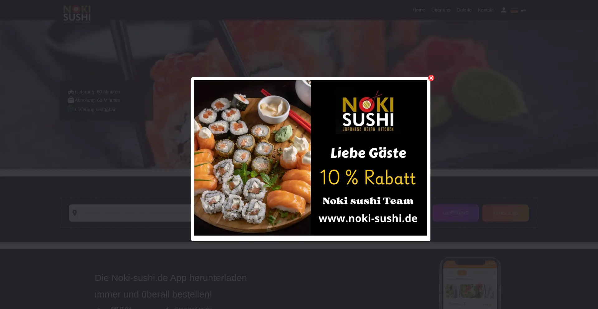 Website screenshot of Noki-sushi.de