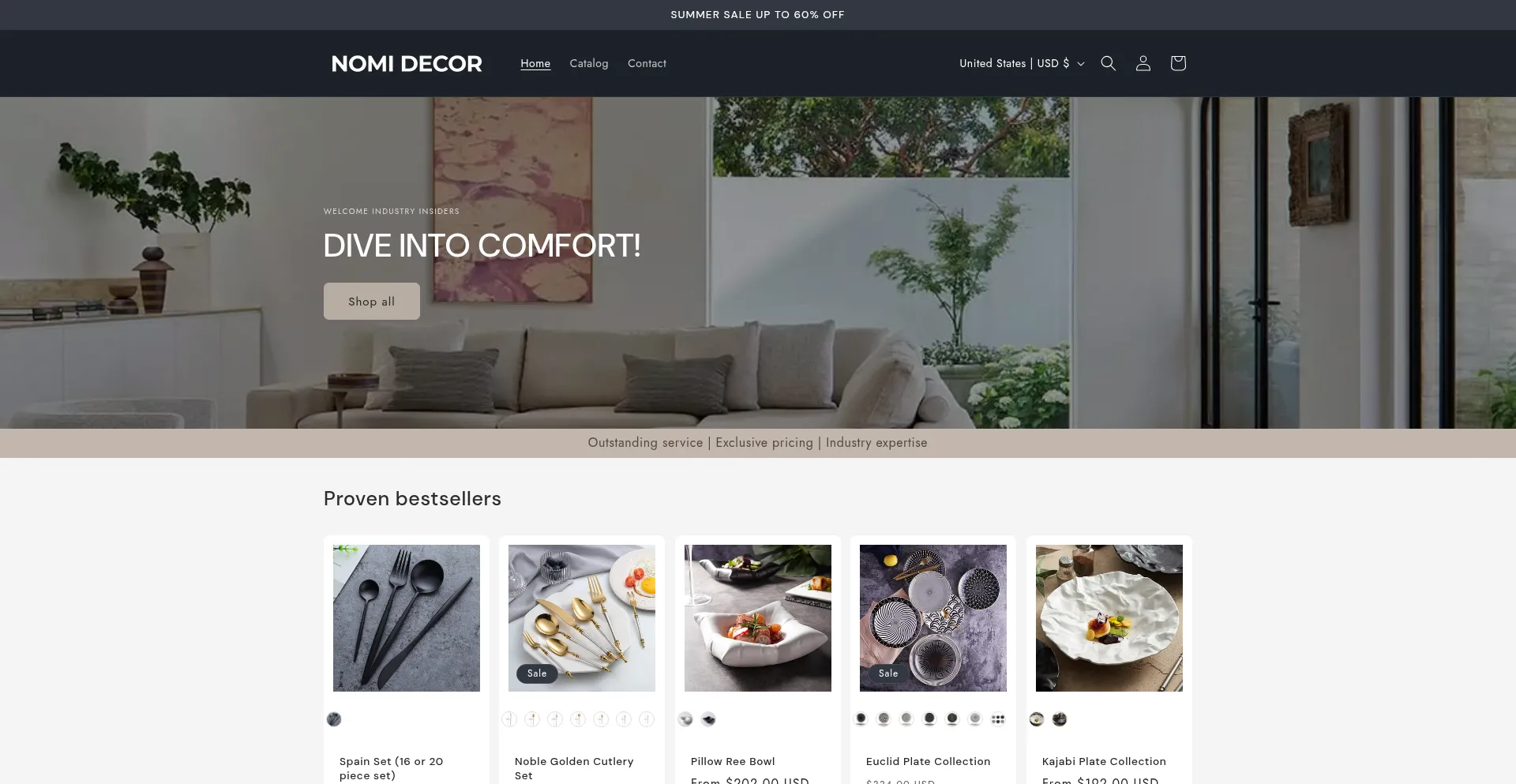 Website screenshot of Nomidecor.com