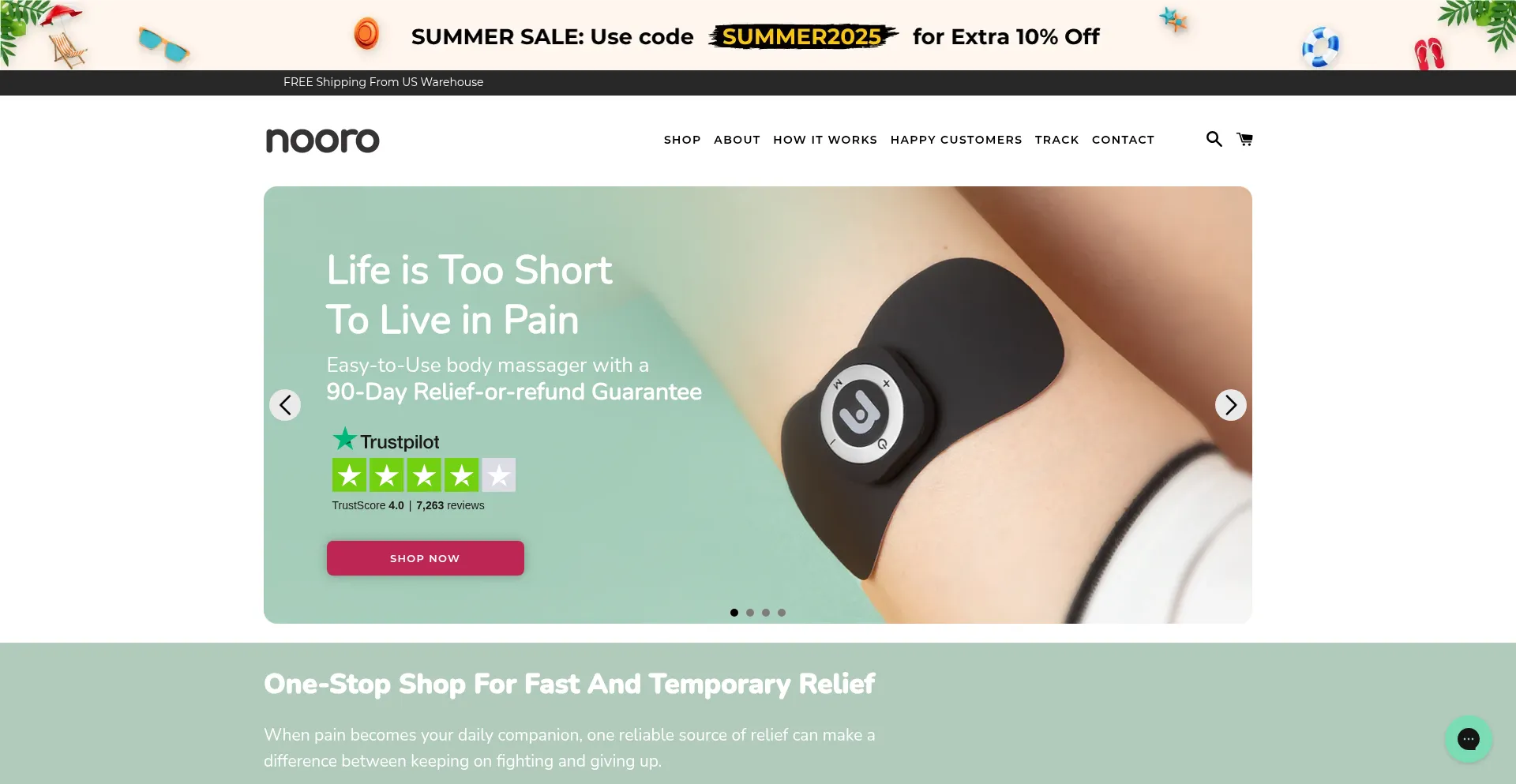 Website screenshot of Nooro-us.com