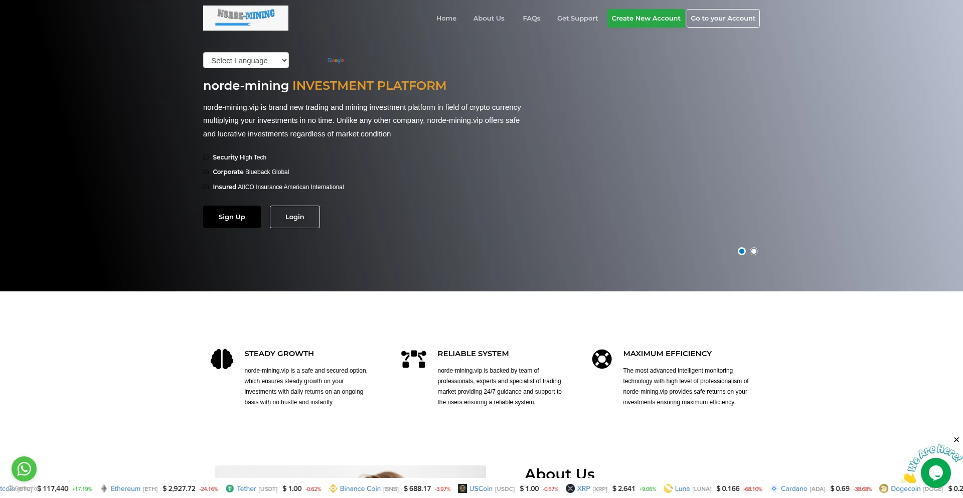Website screenshot of Norde-mining.vip