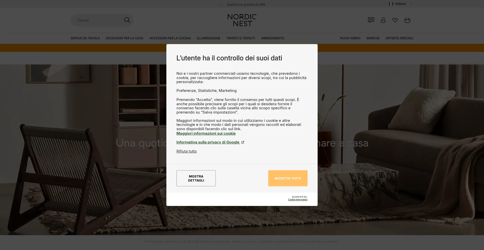 Website screenshot of Nordicnest.it