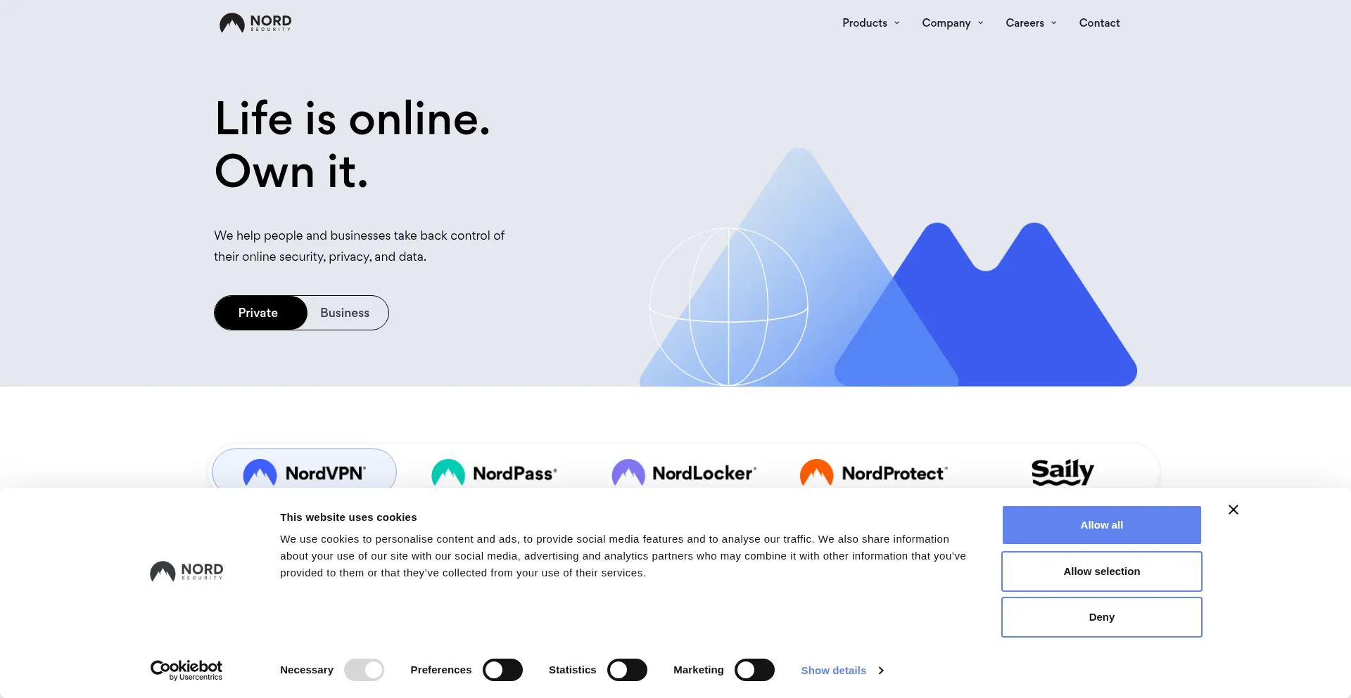 Website screenshot of Nordsecurity.com