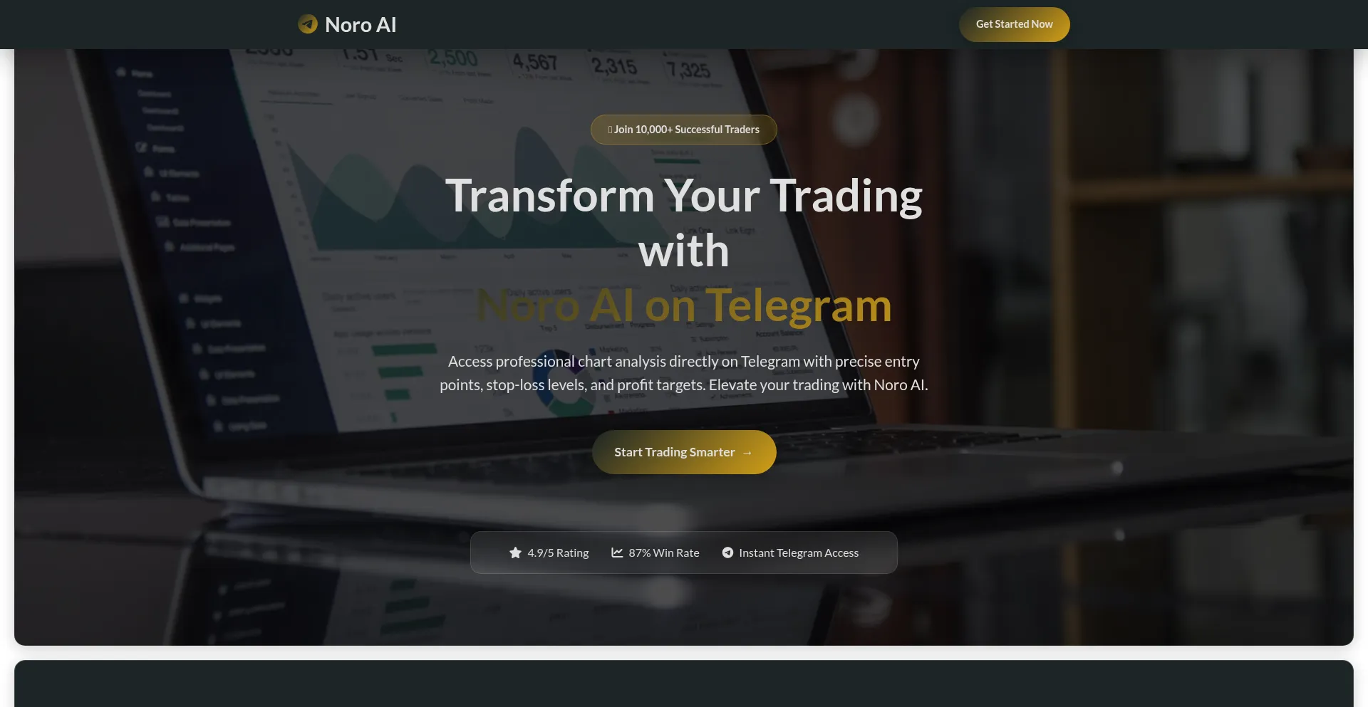 Website screenshot of Noroai.trade