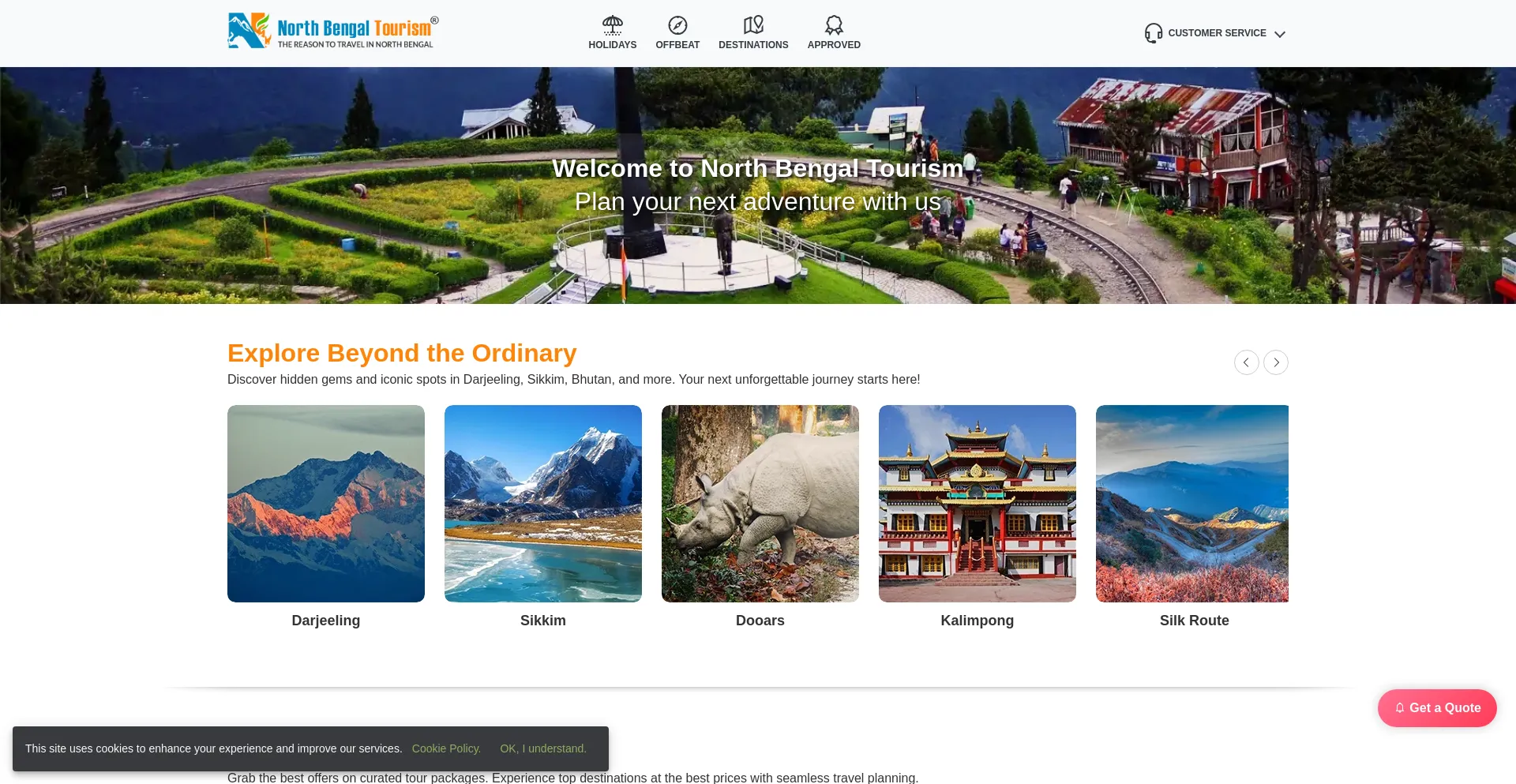 Website screenshot of Northbengaltourism.com