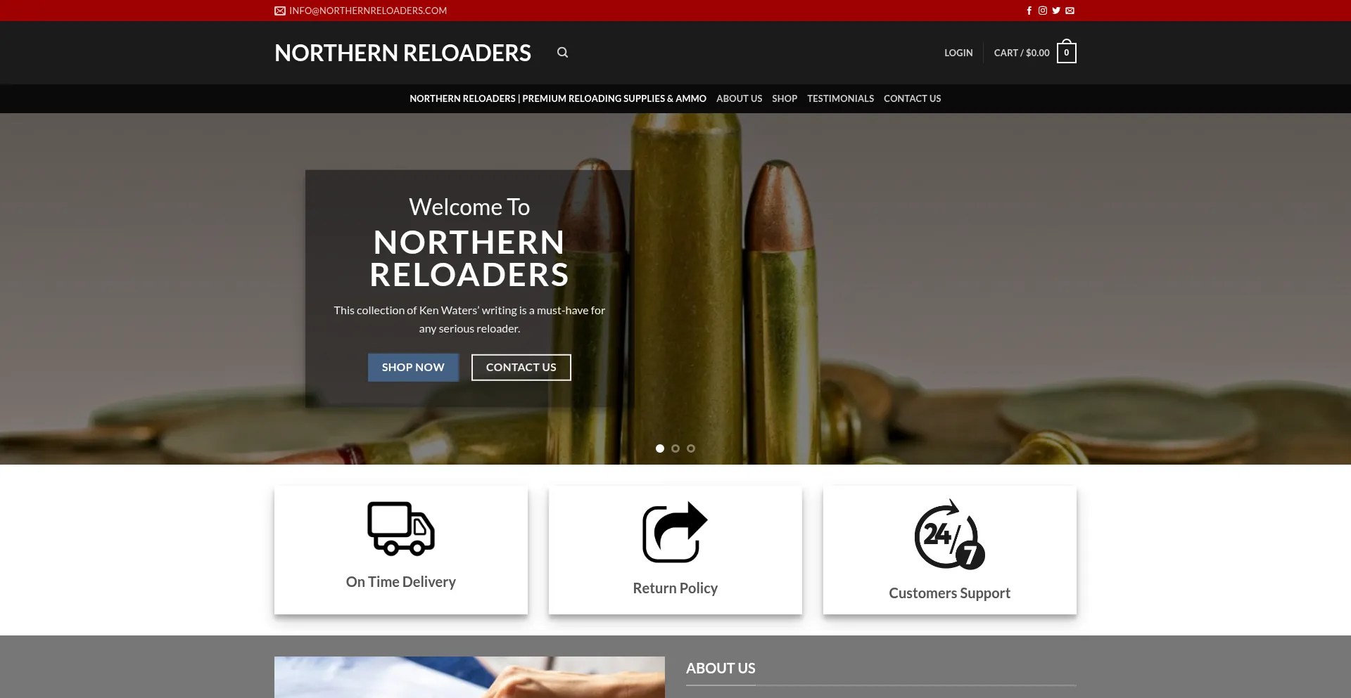 Website screenshot of Northernreloaders.com