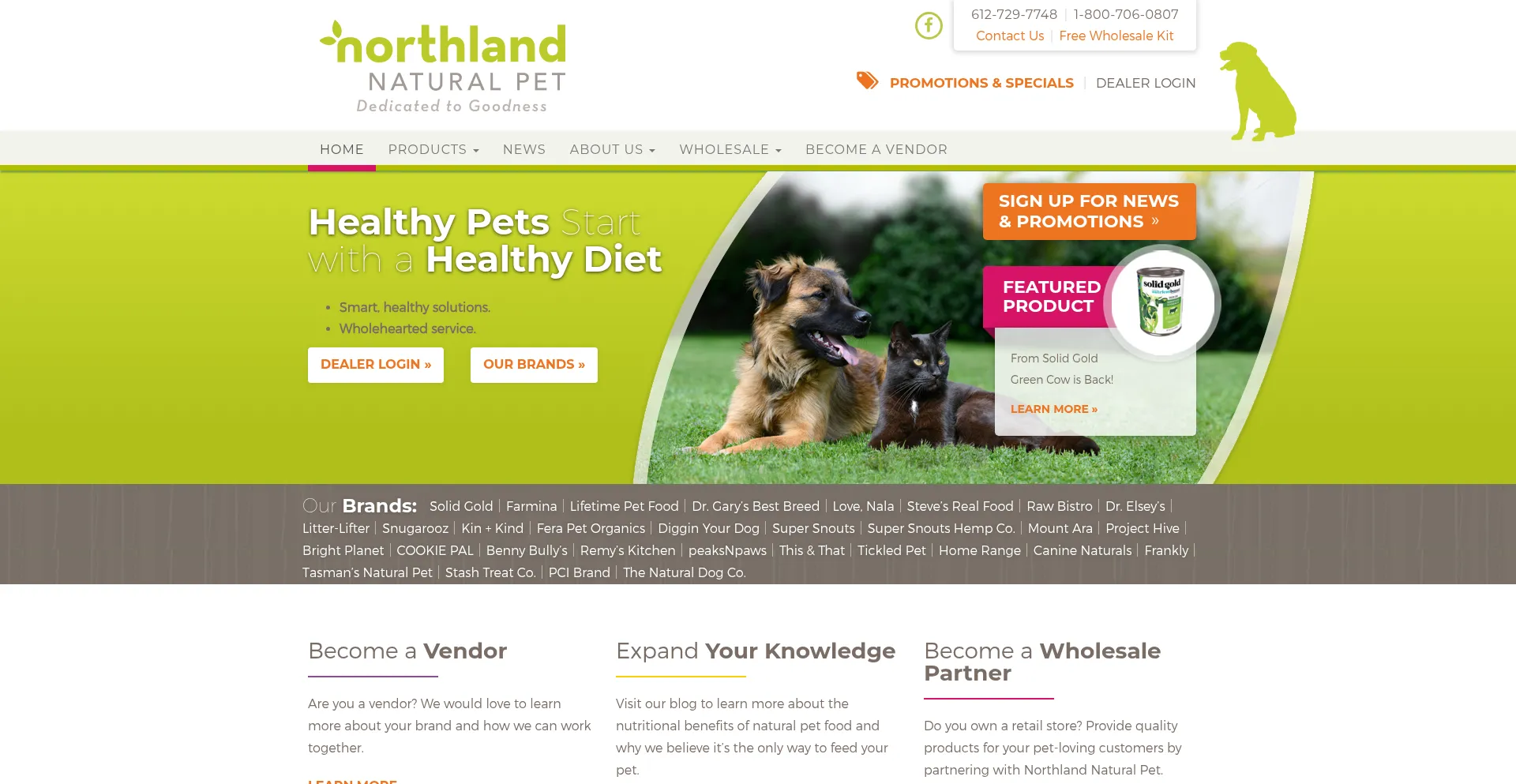 Website screenshot of Northlandnaturalpet.com