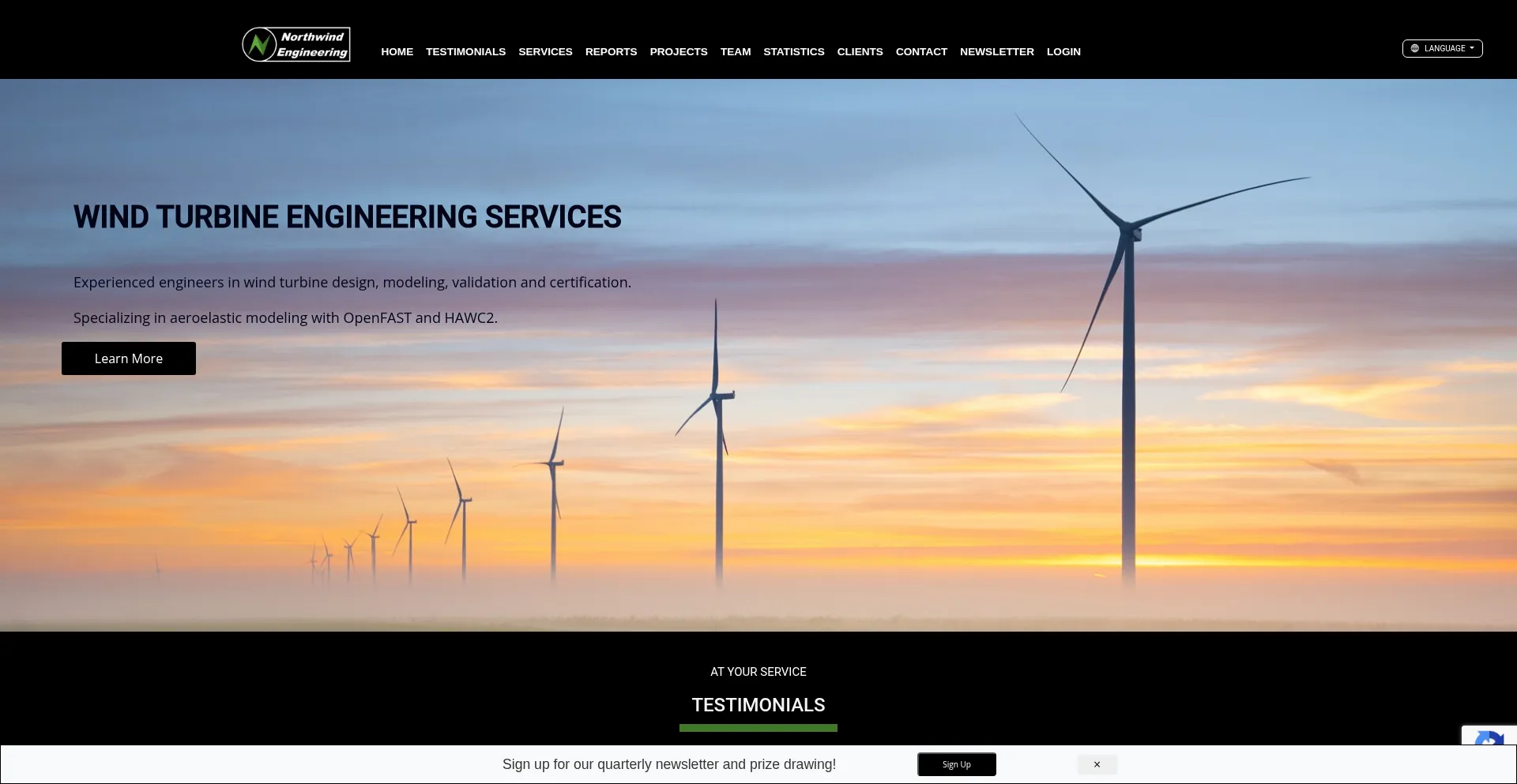 Website screenshot of Northwindengineering.com