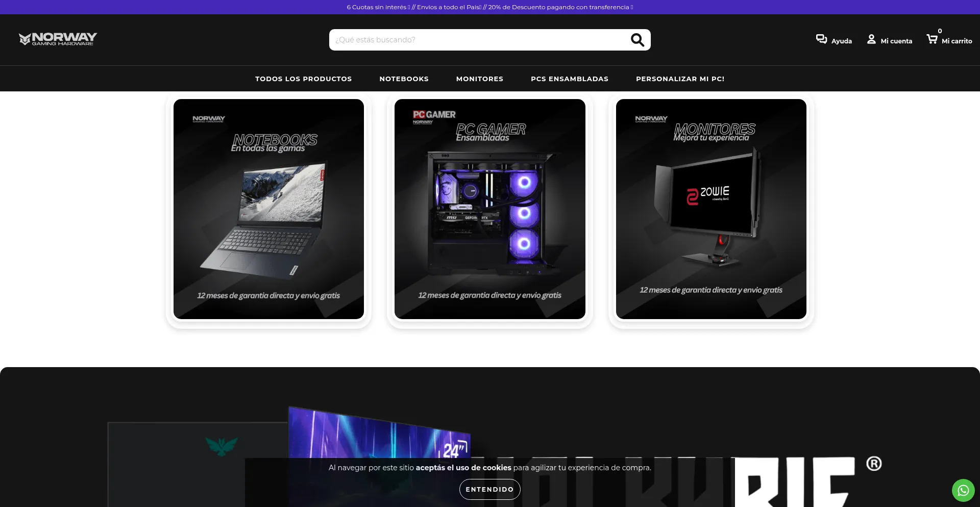 Website screenshot of Norwaygaming.com.ar