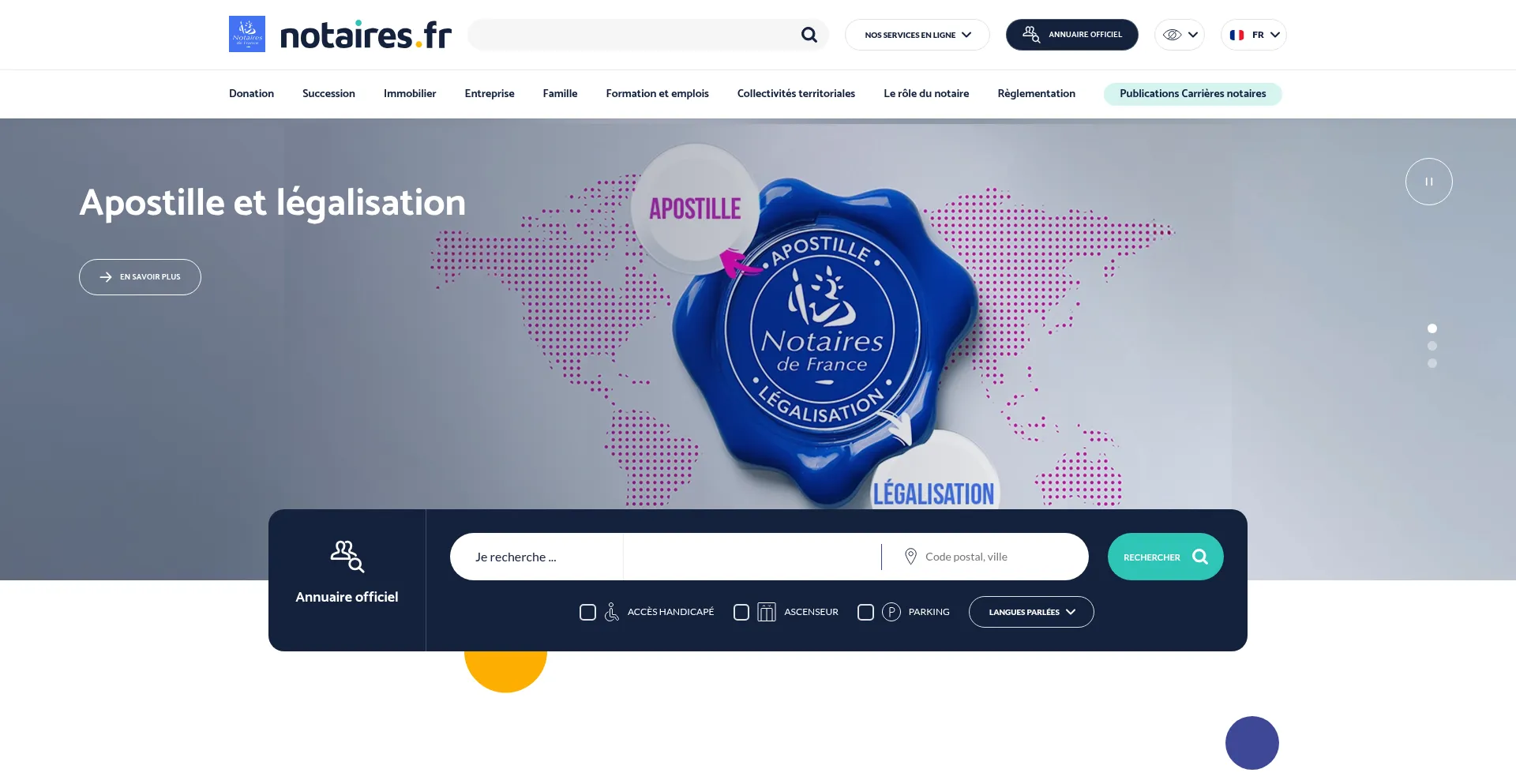 Website screenshot of Notaire.fr