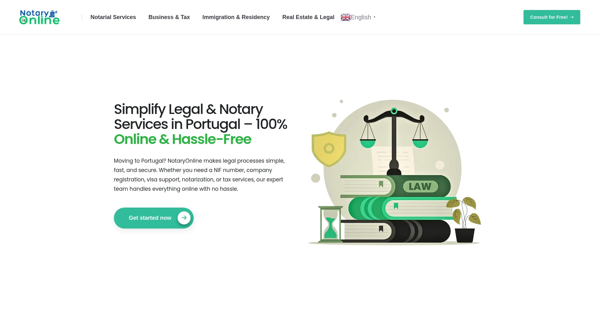 Website screenshot of Notaryonline.pt