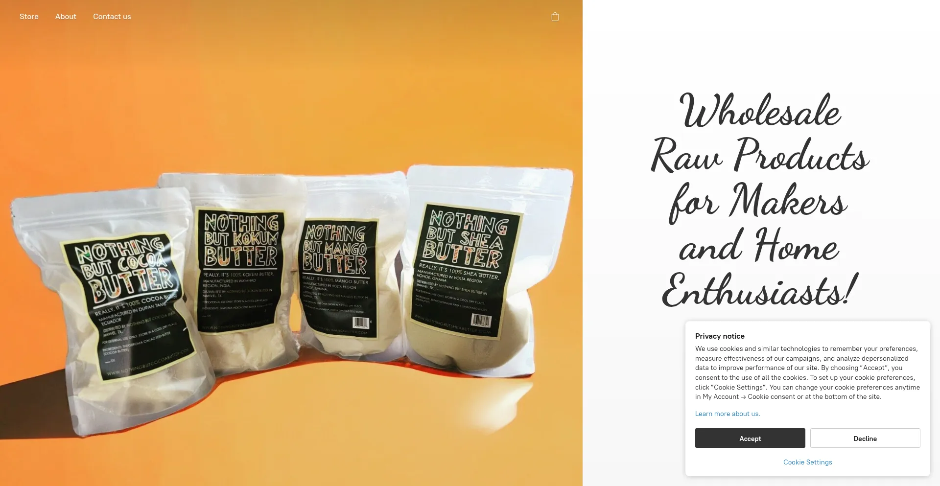 Website screenshot of Nothingbutproducts.com