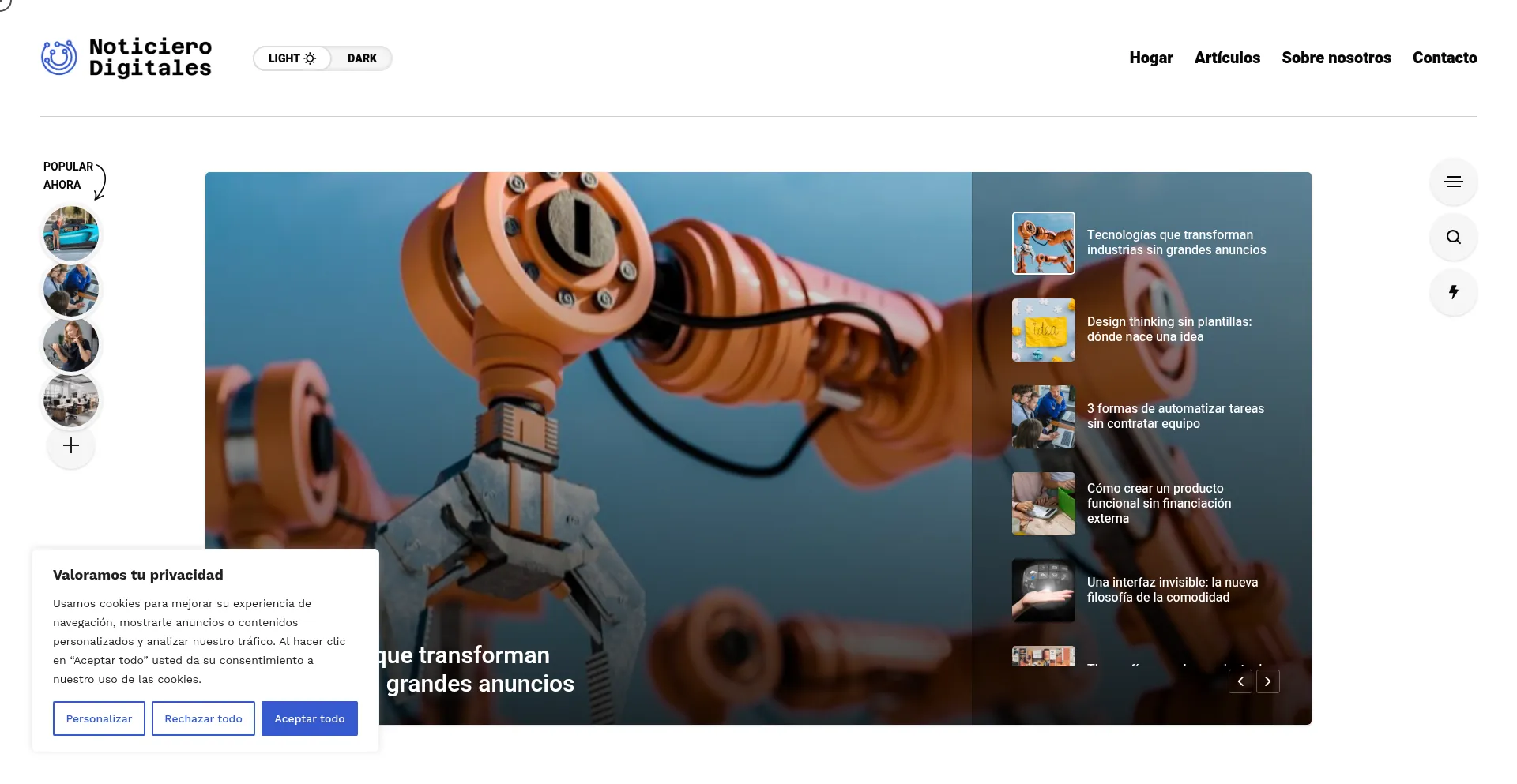 Website screenshot of Noticierodigitales.com