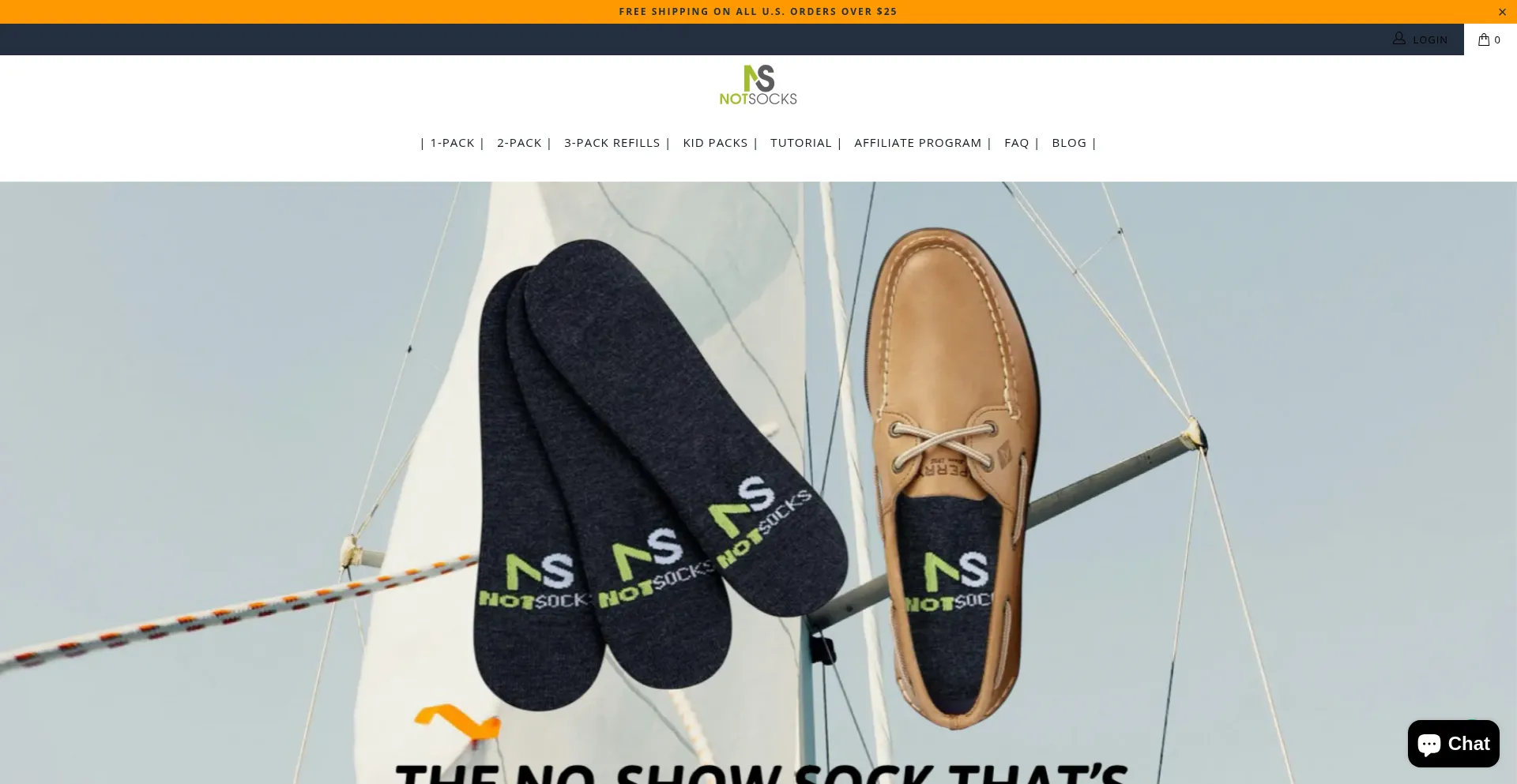 Website screenshot of Notsocks.com