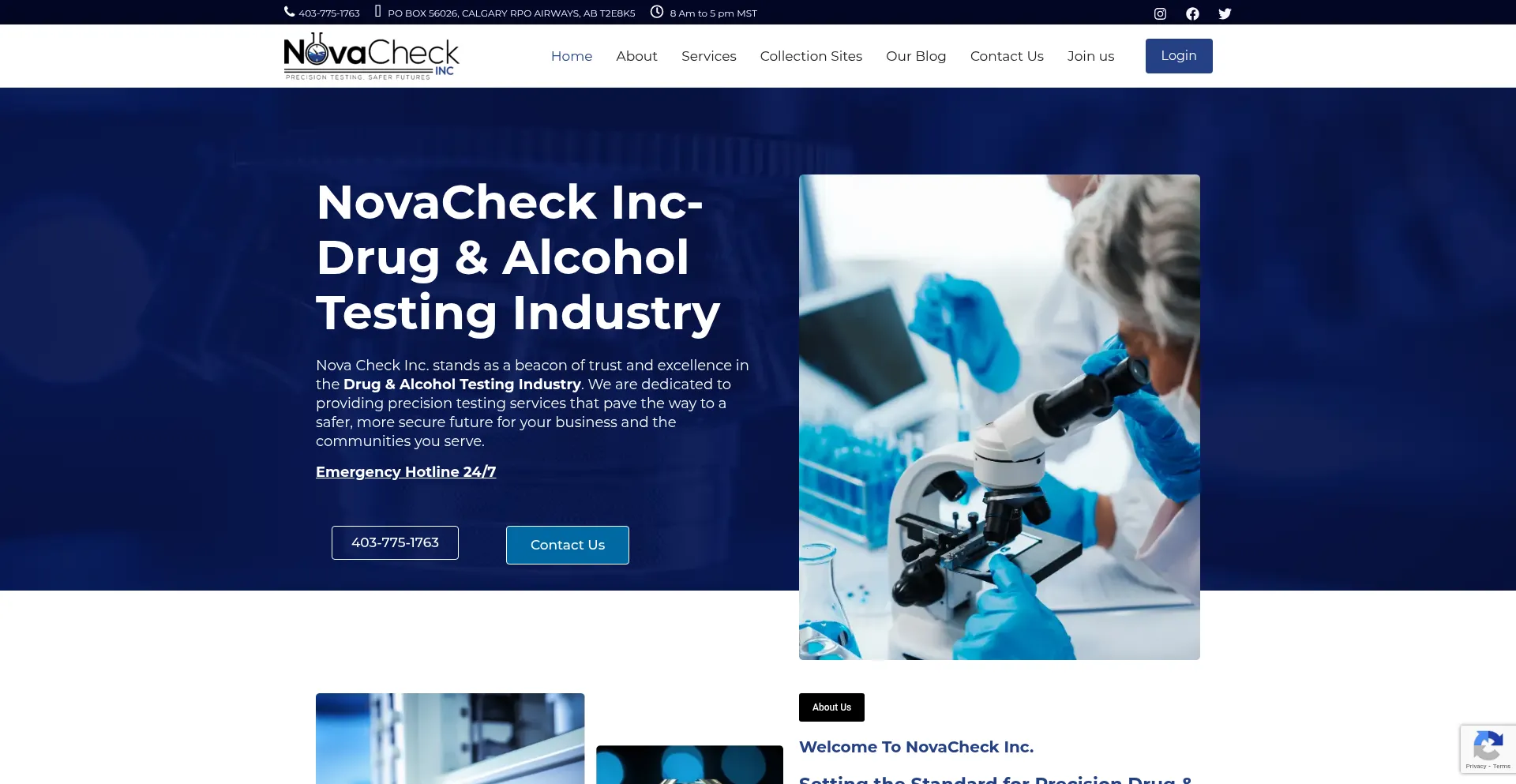 Website screenshot of Novacheck.ca