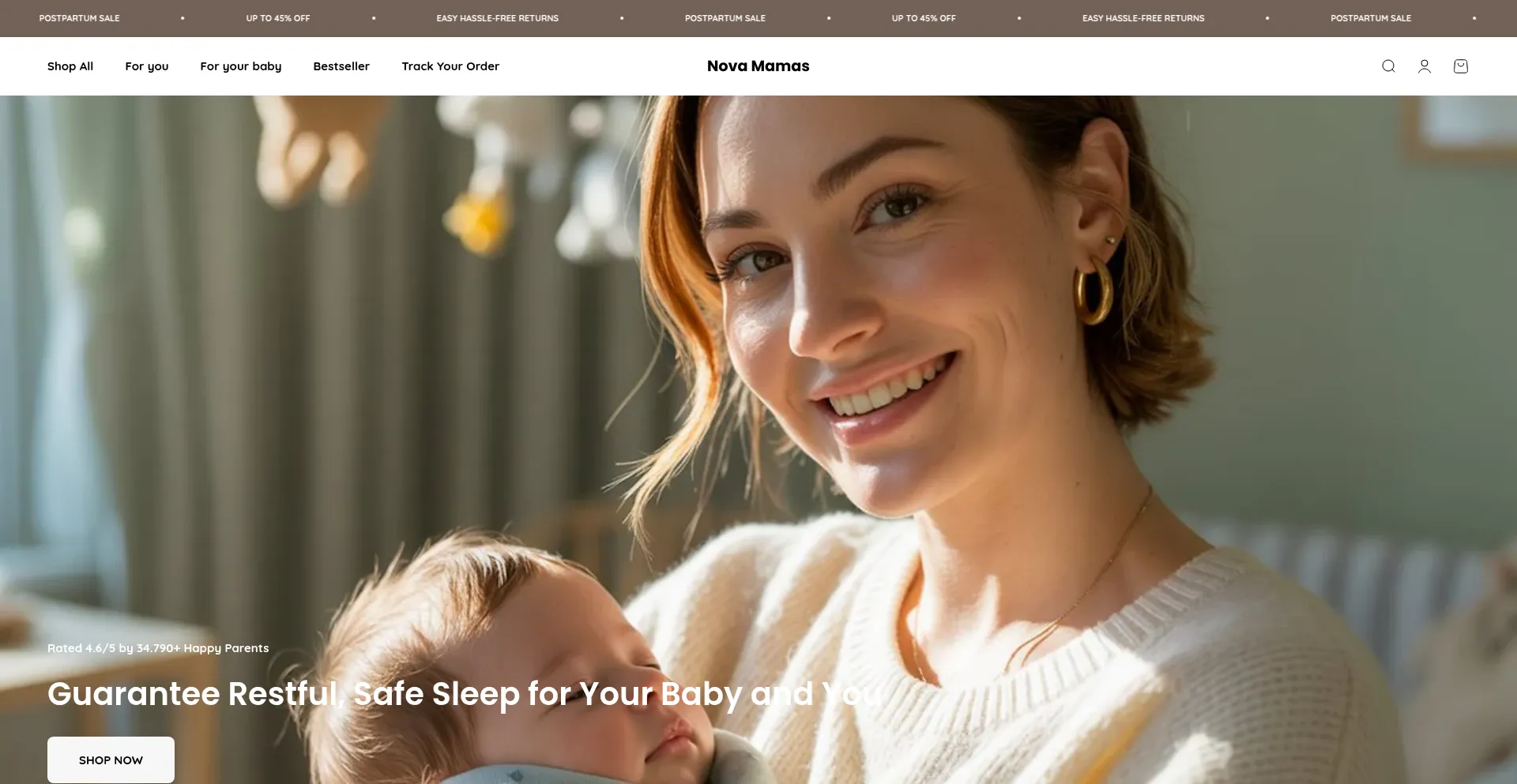 Website screenshot of Novamamas.com