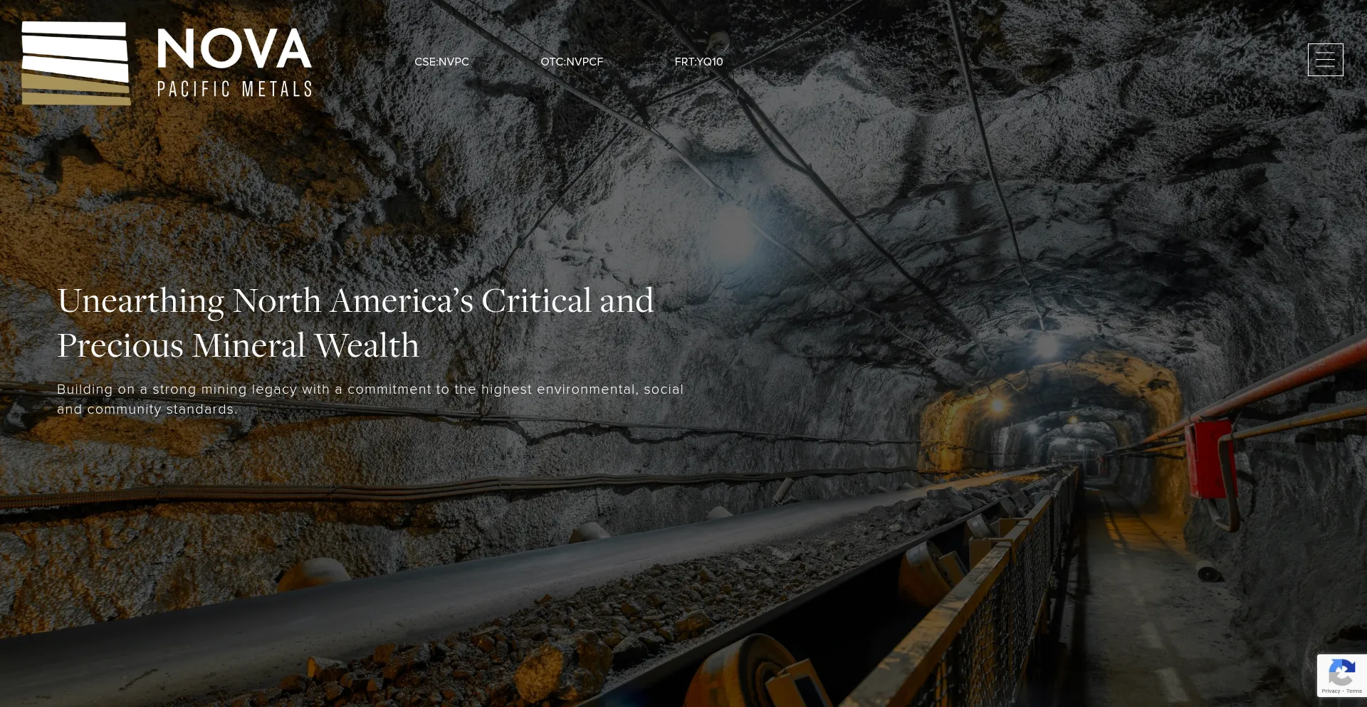 Website screenshot of Novapacificmetals.com